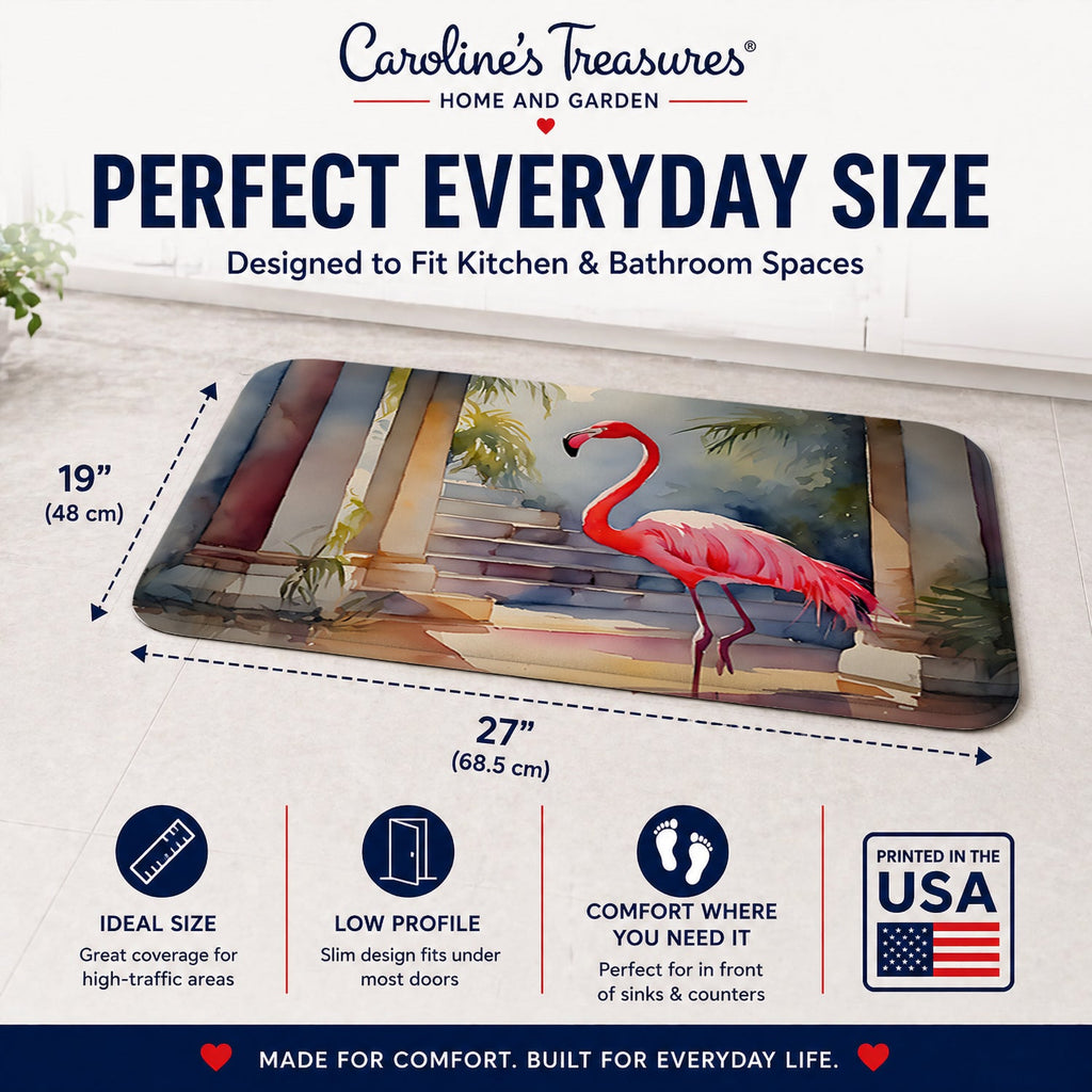 Flamingo Memory Foam Kitchen Mat Machine Washable Anti-Fatigue Cushion Comfort Bath or Kitchen Rug