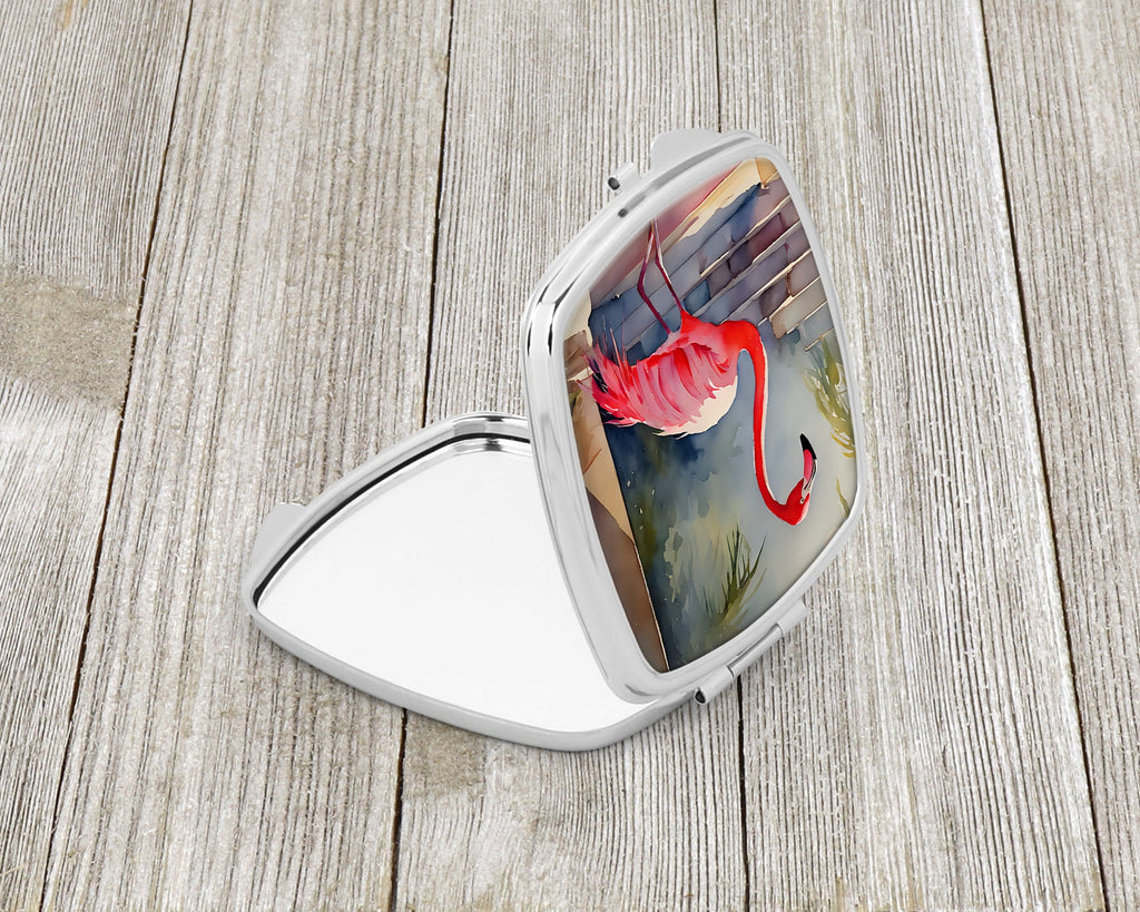 Flamingo Compact Mirror Decorative Travel Makeup Mirror for Women Girls Gifts Pocket Makeup Mirror Folding Handheld