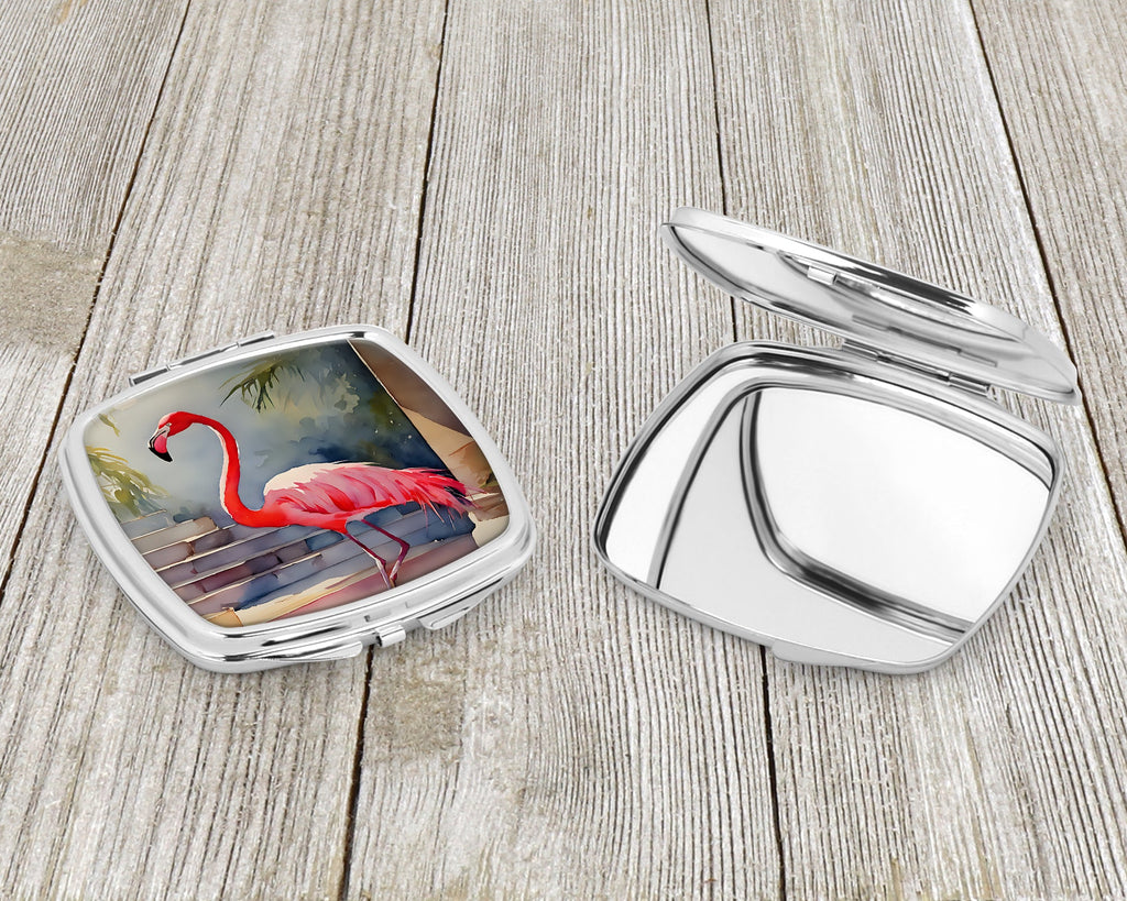 Flamingo Compact Mirror Decorative Travel Makeup Mirror for Women Girls Gifts Pocket Makeup Mirror Folding Handheld