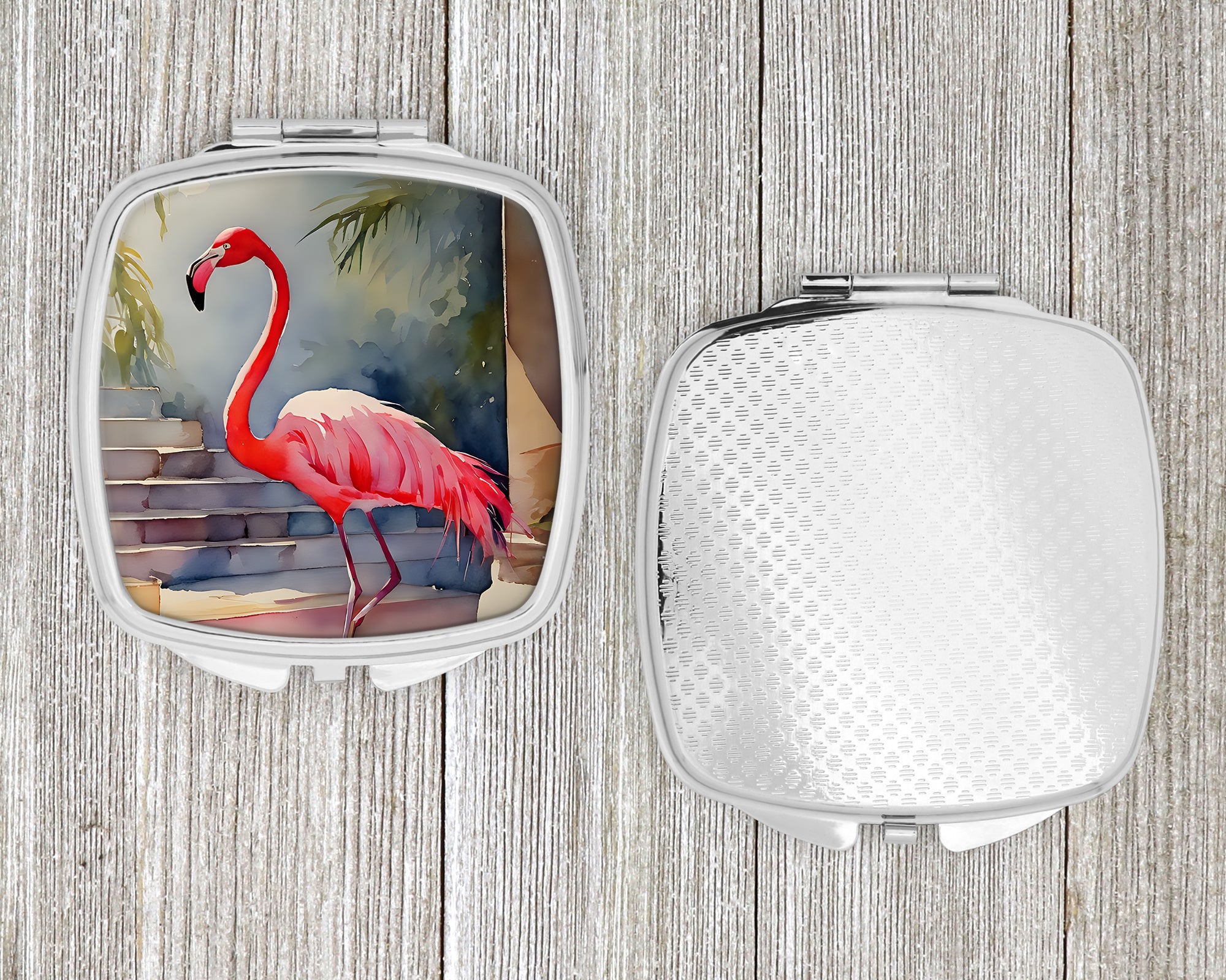 Flamingo Compact Mirror Decorative Travel Makeup Mirror for Women Girls Gifts Pocket Makeup Mirror Folding Handheld