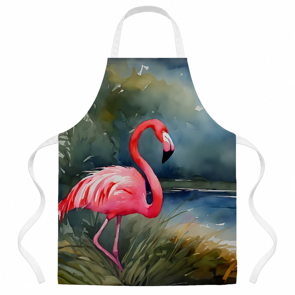 Flamingo Apron Cooking Kitchen Server Baking Crafts Gardening for Adult Women Men, Unisex, Large, Multicolor