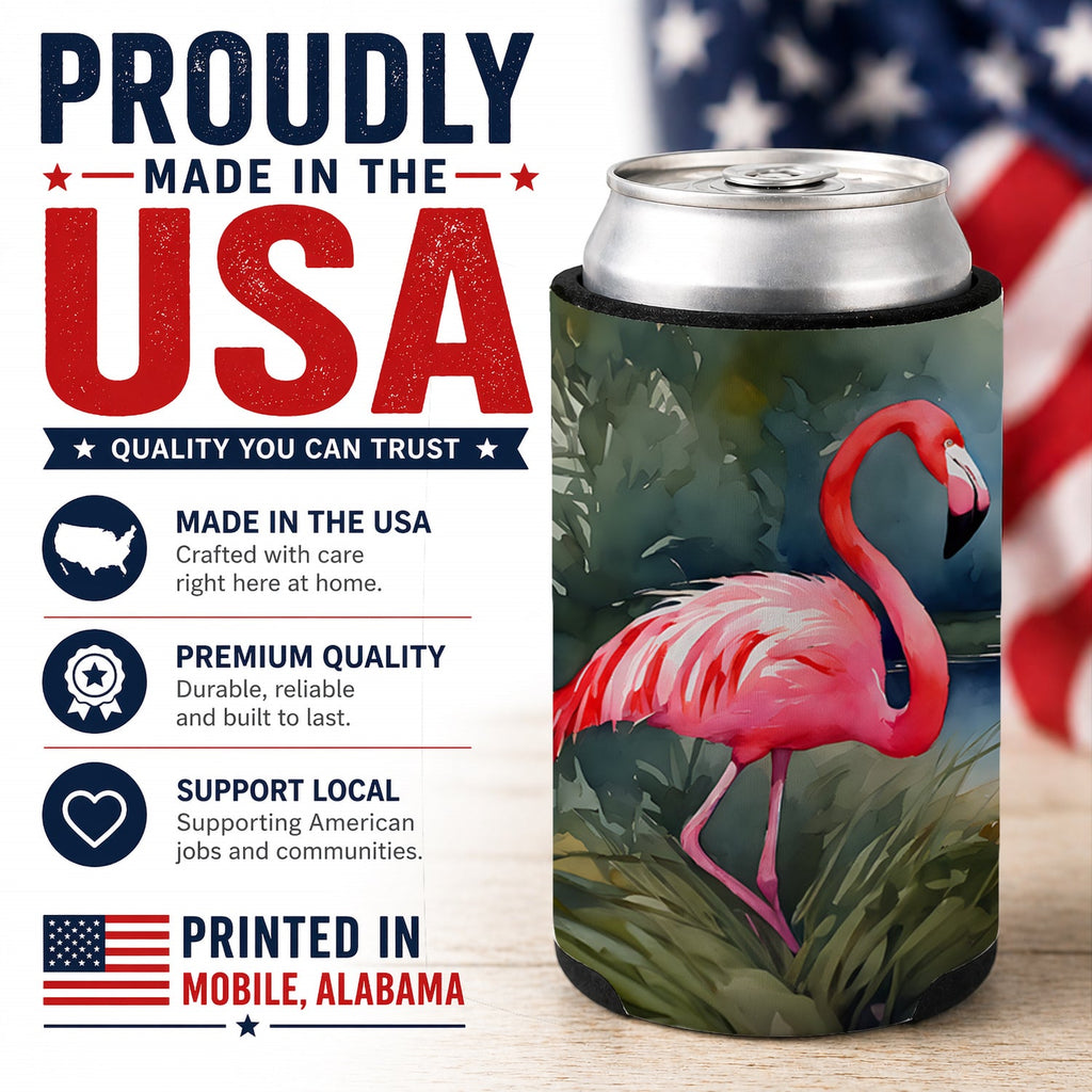Flamingo Can or Bottle Hugger Cooler Sleeve for Standard 12 oz Cans, Insulated Foam Beer & Soda Can Hugger Reusable