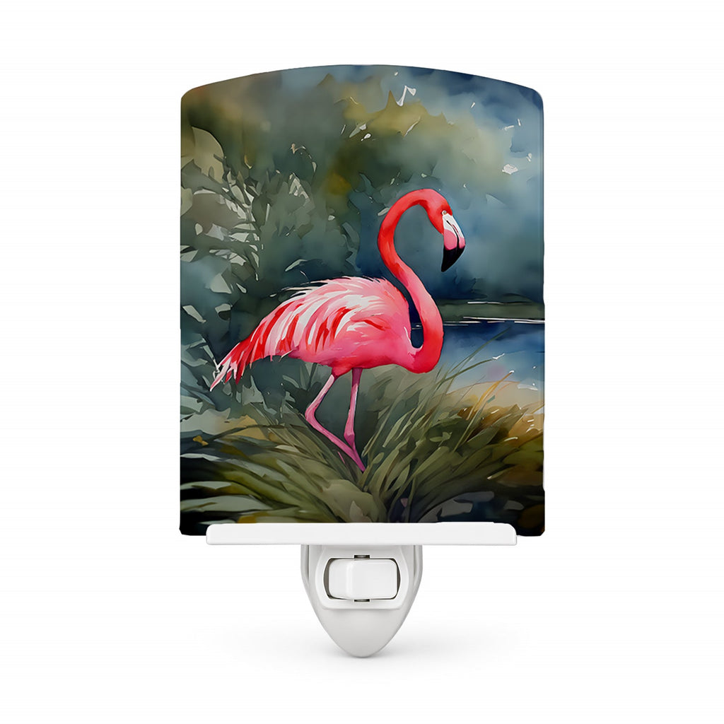 Flamingo Ceramic Night Light Compact, UL-Certified, Ideal for Bedroom, Bathroom, Nursery, Hallway, Kitchen, 6x4x3, Multicolor