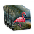 Flamingo Foam Coasters Set of 4 Cup Coasters for Indoor Outdoor, Tabletop Protection, Anti Slip, Mouse pad Material