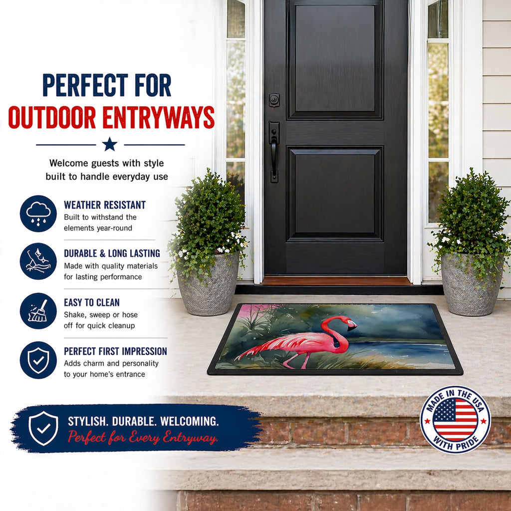 Flamingo Doormat Indoor Outdoor 24H X 36W Front Door Mat Rugs for Entryway, Non Slip Washable Low Pile,