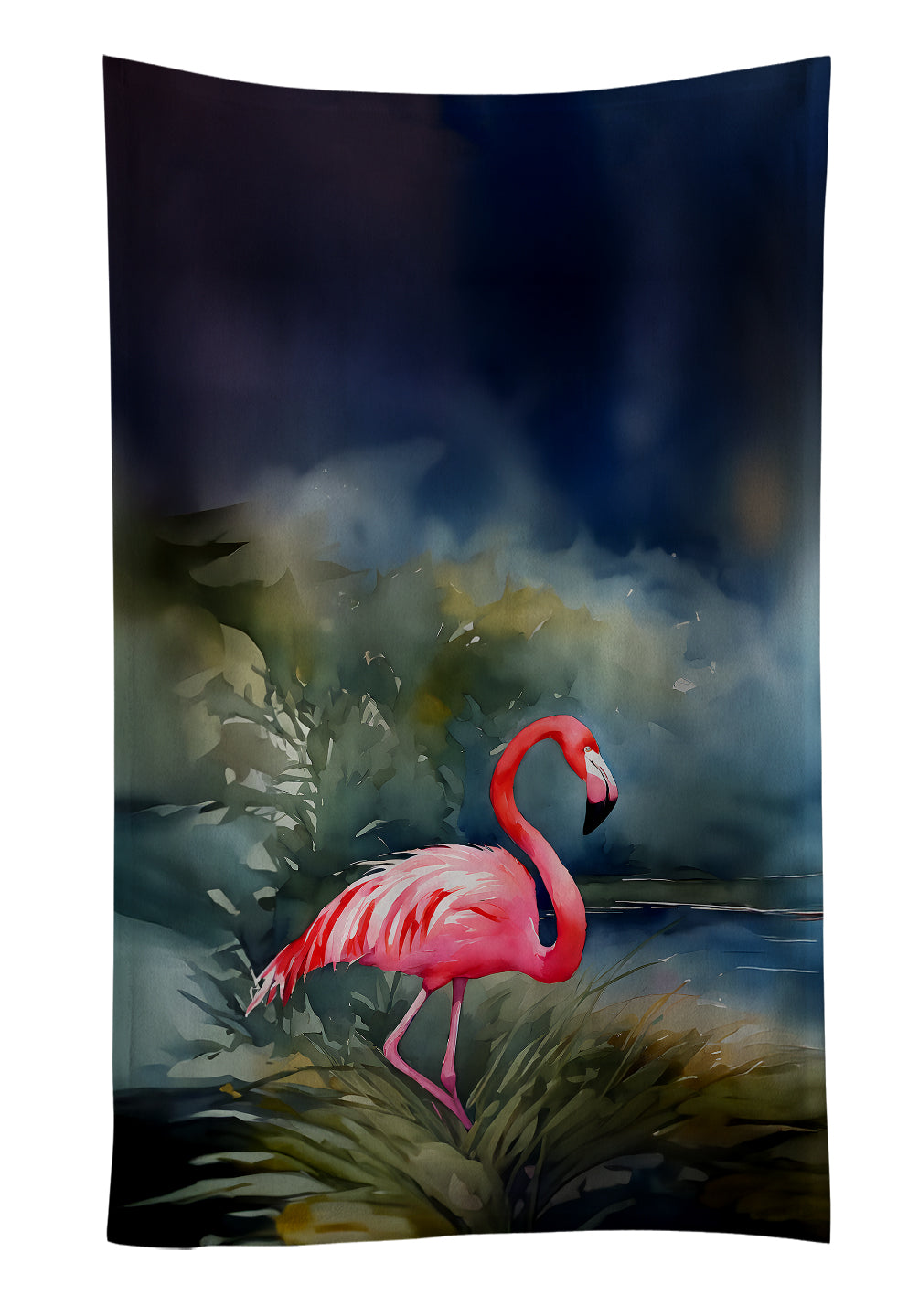 Flamingo Kitchen Towel Velour Plush Front and Cotton Loop Back Machine Washable