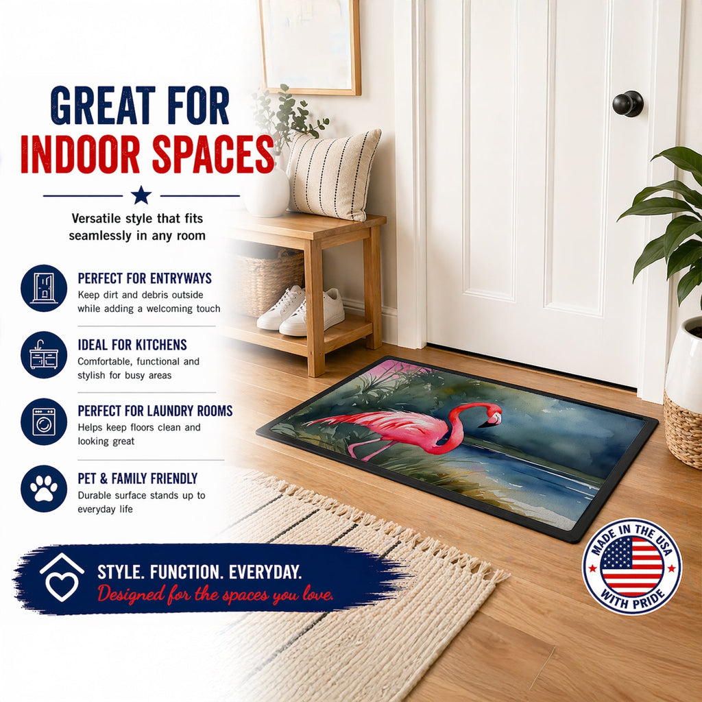 Flamingo Doormat Indoor Outdoor 18H X 27W Front Door Mat Rugs for Entryway, Non Slip Washable