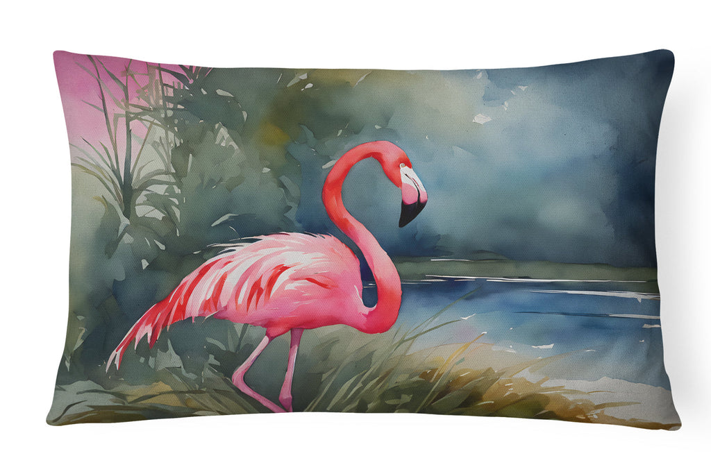 Flamingo Decorative Throw Pillow 12x16 Indoor Outdoor Accent Cushion, Fabric Cover with Insert for Sofa, Bed, Porch & Living Room