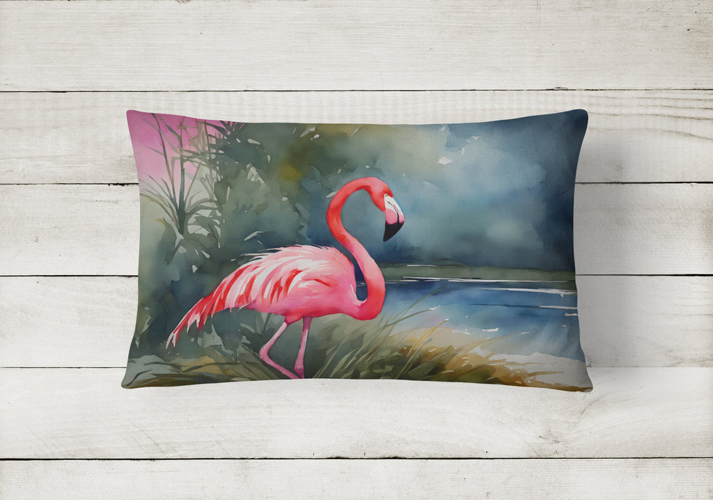 Flamingo Decorative Throw Pillow 12x16 Indoor Outdoor Accent Cushion, Fabric Cover with Insert for Sofa, Bed, Porch & Living Room