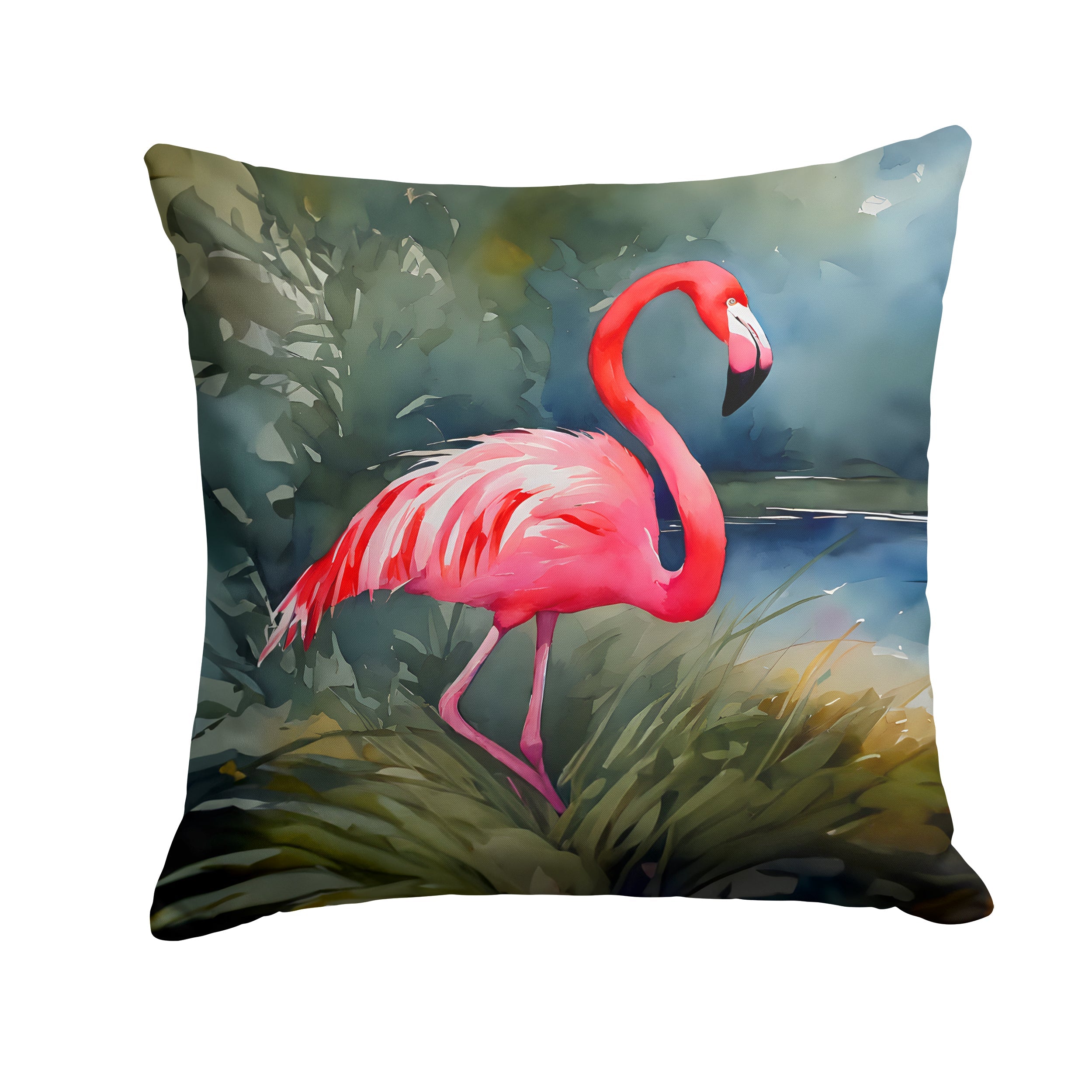 Flamingo Decorative Throw Pillow 14x14 Indoor Outdoor Accent Cushion, Fabric Cover with Insert for Sofa, Bed, Porch & Living Room