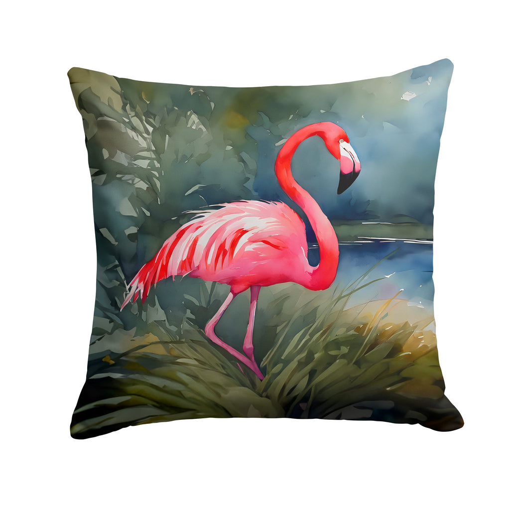 Flamingo Decorative Throw Pillow 18x18 Indoor Outdoor Accent Cushion, Fabric Cover with Insert for Sofa, Bed, Porch & Living Room