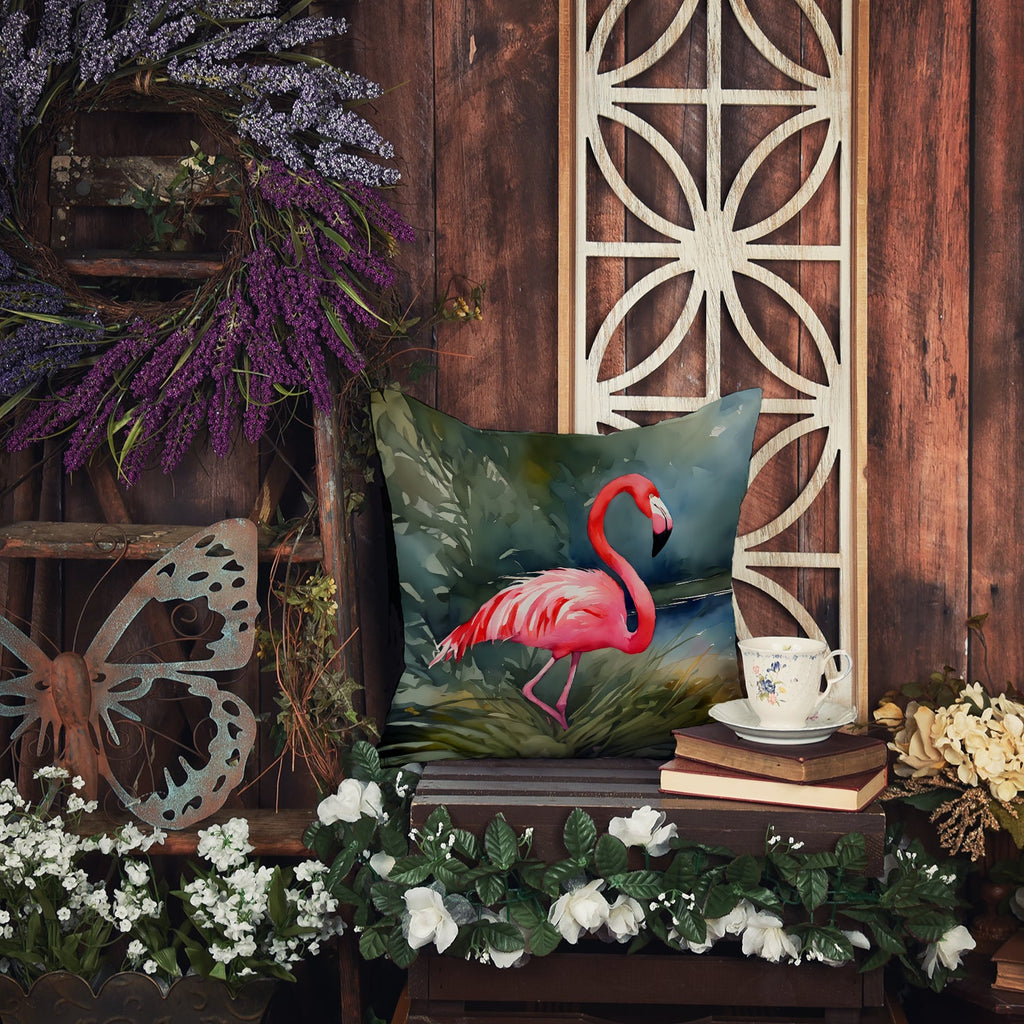 Flamingo Decorative Throw Pillow 18x18 Indoor Outdoor Accent Cushion, Fabric Cover with Insert for Sofa, Bed, Porch & Living Room