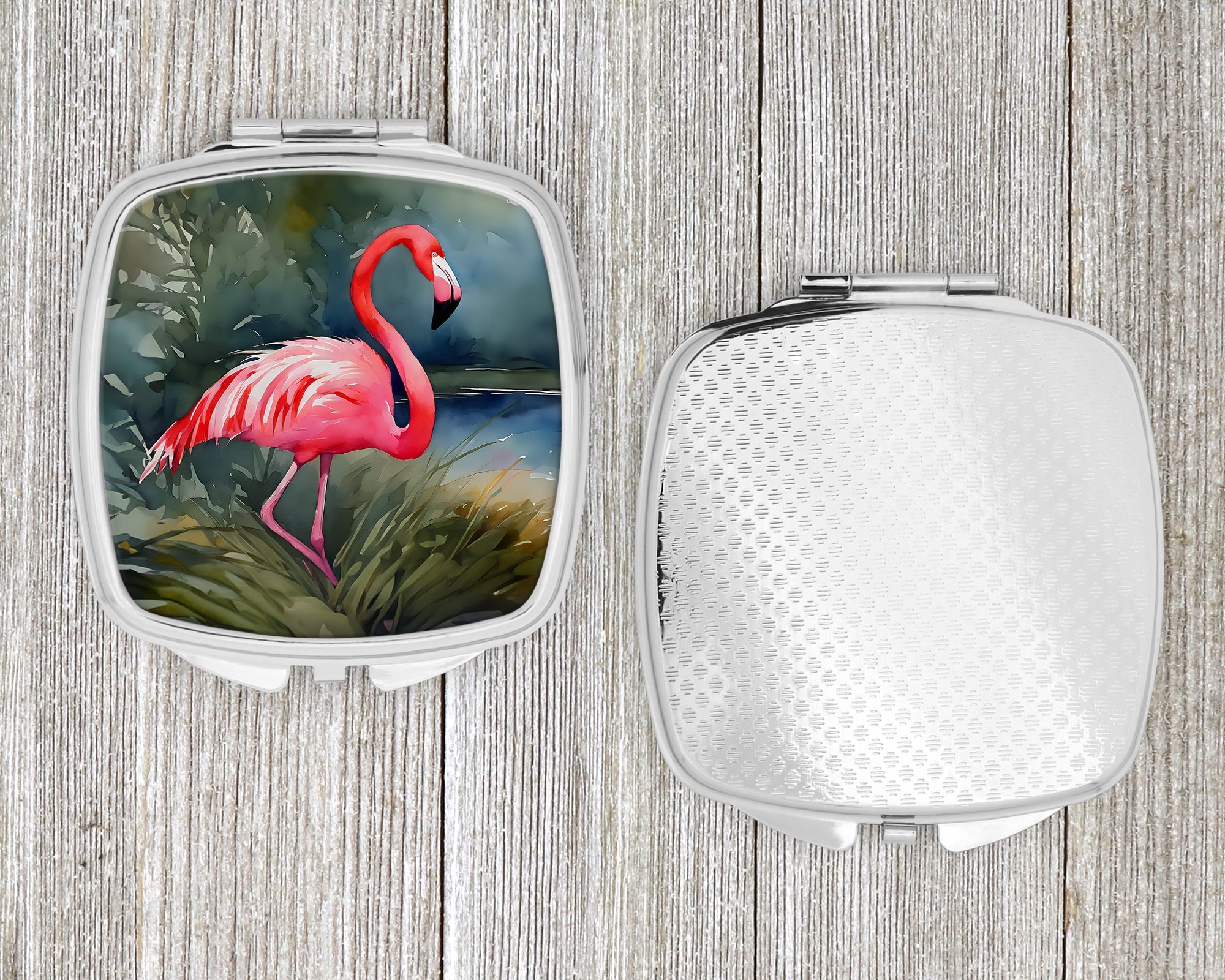 Flamingo Compact Mirror Decorative Travel Makeup Mirror for Women Girls Gifts Pocket Makeup Mirror Folding Handheld