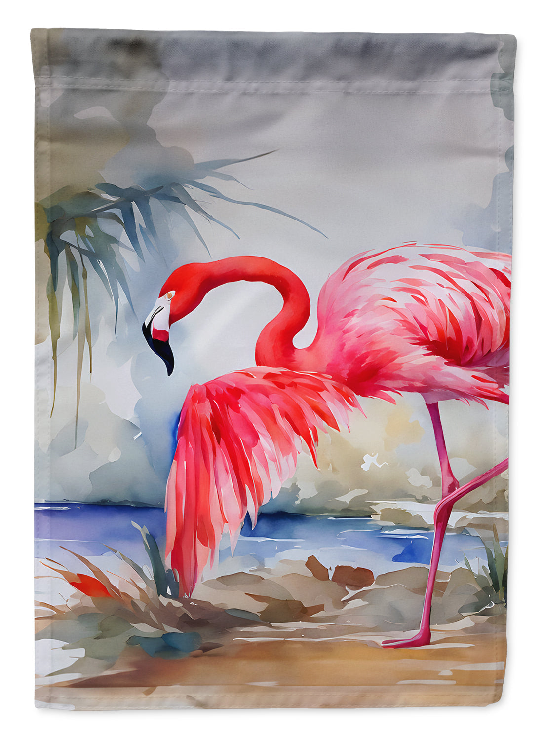Flamingo House Flag 28x40 Porch Sleeve Pole Decorative Outside Yard Banner Artwork Wall Hanging, Polyester