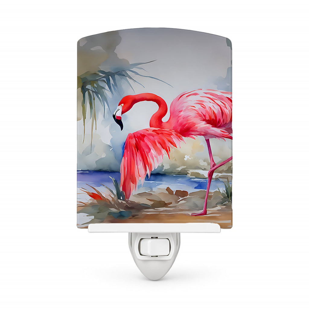 Flamingo Ceramic Night Light Compact, UL-Certified, Ideal for Bedroom, Bathroom, Nursery, Hallway, Kitchen, 6x4x3, Multicolor