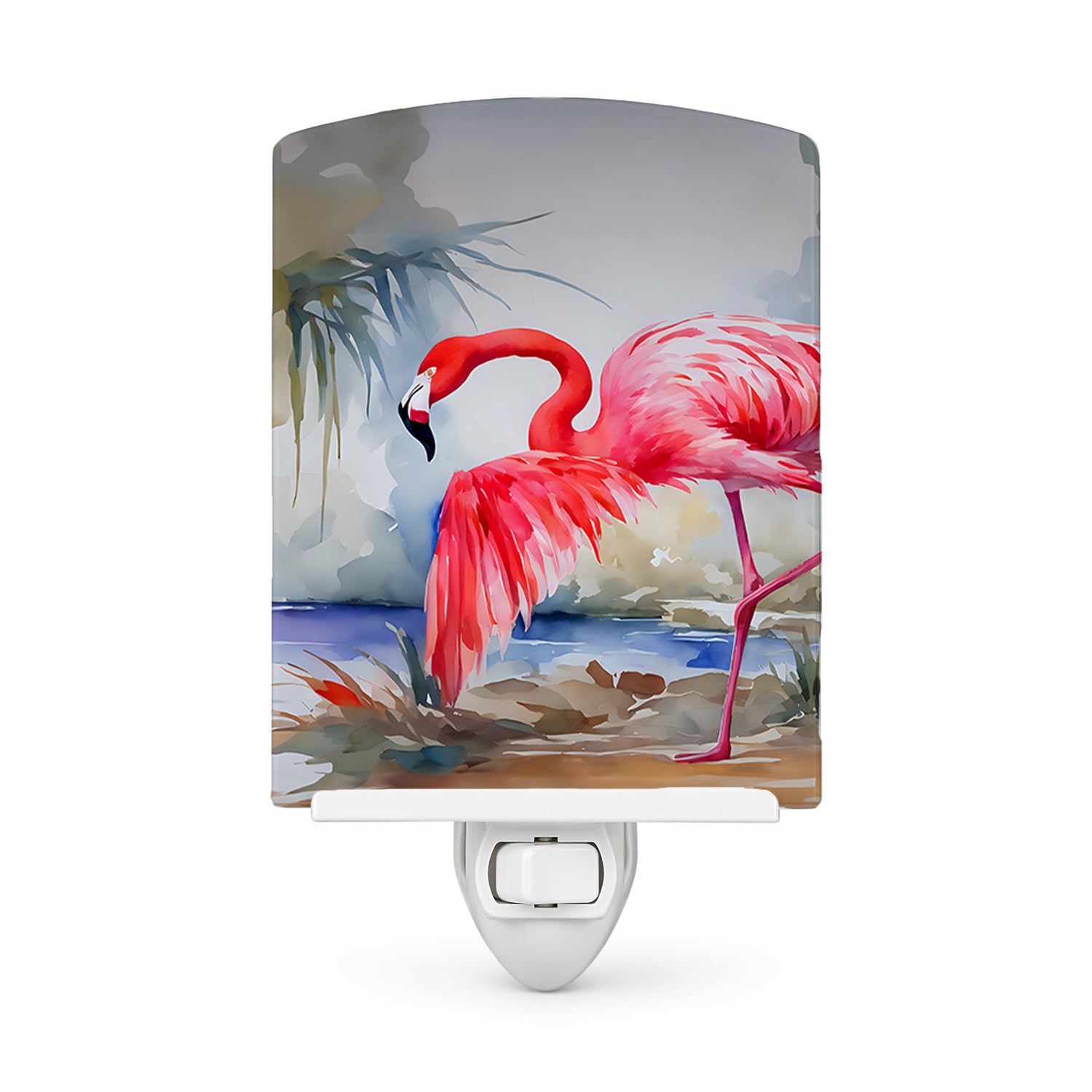 Flamingo Ceramic Night Light Compact, UL-Certified, Ideal for Bedroom, Bathroom, Nursery, Hallway, Kitchen, 6x4x3, Multicolor