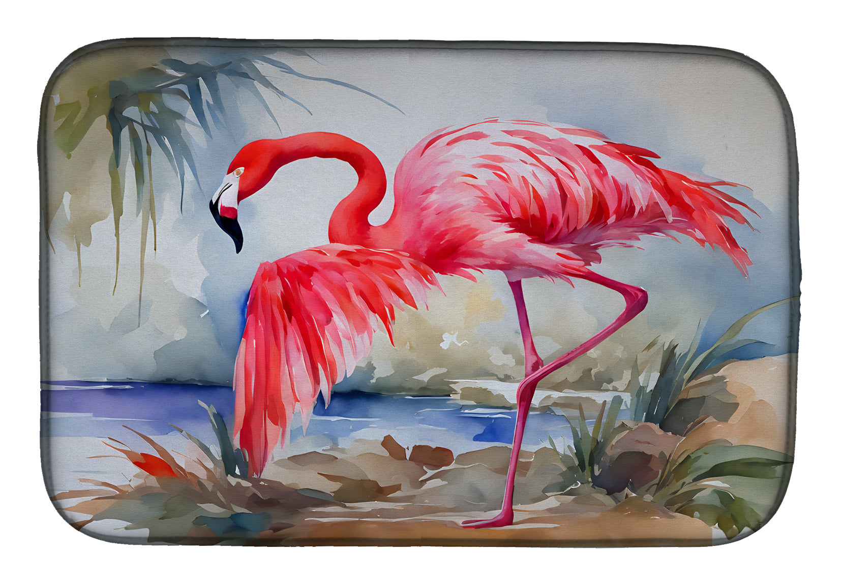 Flamingo Dish Drying Mat Absorbent Dish Drying Mat Pad for Kitchen Counter Dish Drainer Mat for Countertop, 14 x 21", Multicolor
