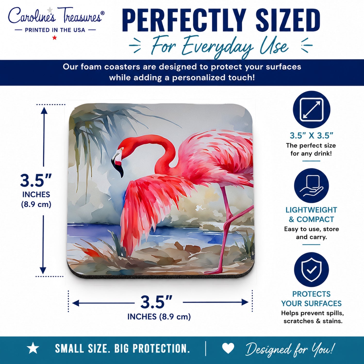 Flamingo Foam Coasters Set of 4 Cup Coasters for Indoor Outdoor, Tabletop Protection, Anti Slip, Mouse pad Material