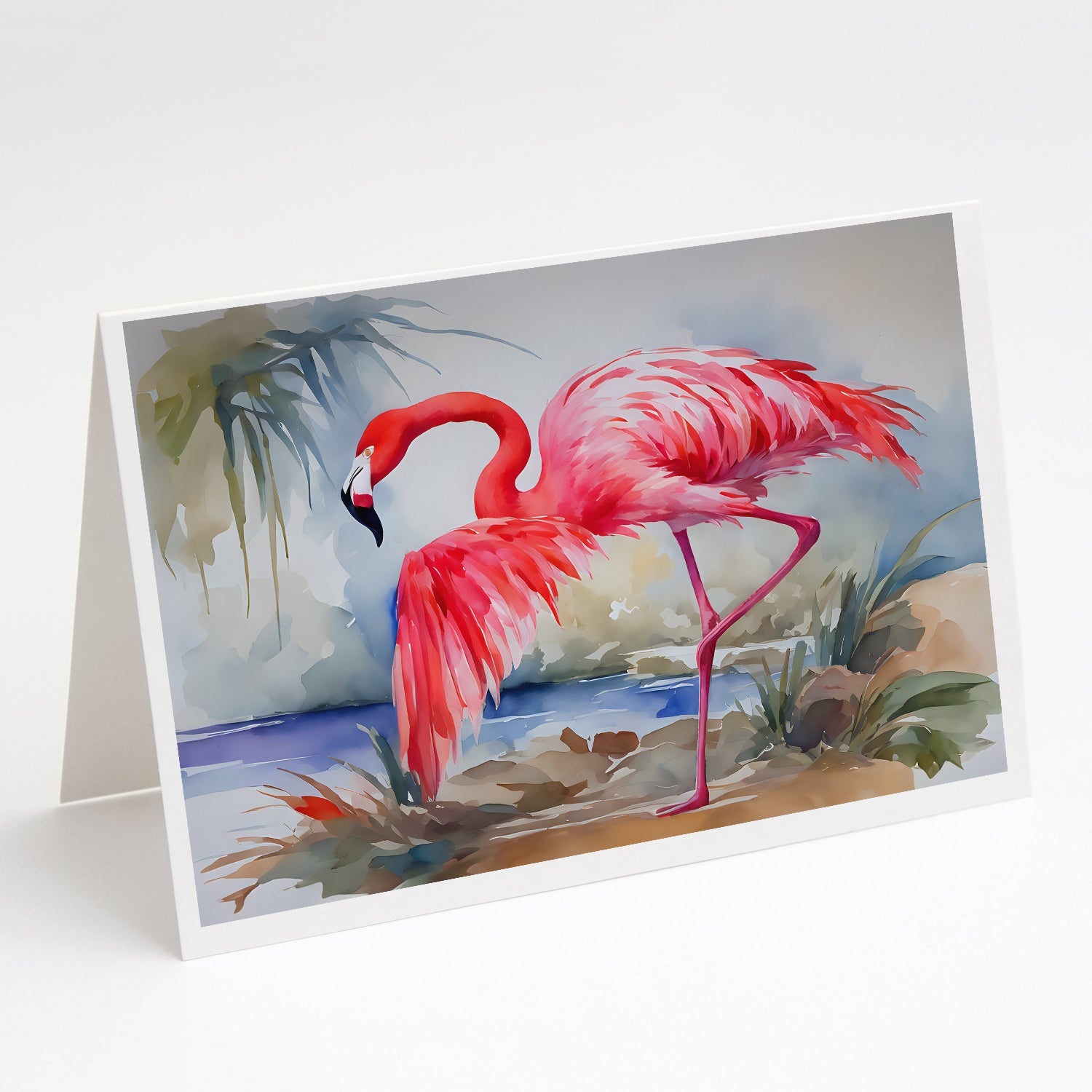 Flamingo Greeting Cards Pack of 8 Blank Cards with Envelopes Whimsical A7 Size 5x7