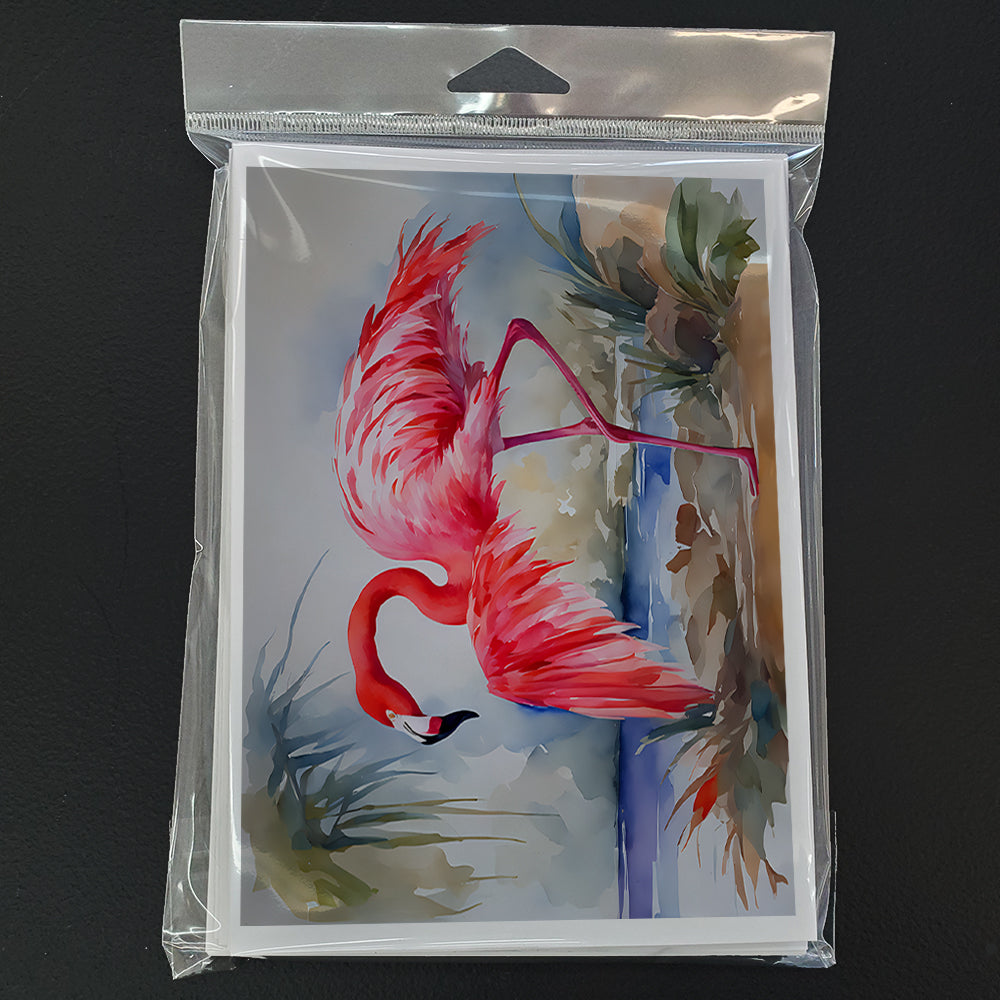 Flamingo Greeting Cards Pack of 8 Blank Cards with Envelopes Whimsical A7 Size 5x7