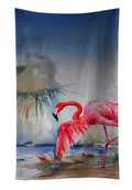 Flamingo Kitchen Towel Velour Plush Front and Cotton Loop Back Machine Washable
