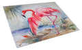 Flamingo Cutting Board Tempered Glass Kitchen Cutting Surface, Heat Resistant Chopping, Non-Slip Feet, Food Prep & Serving