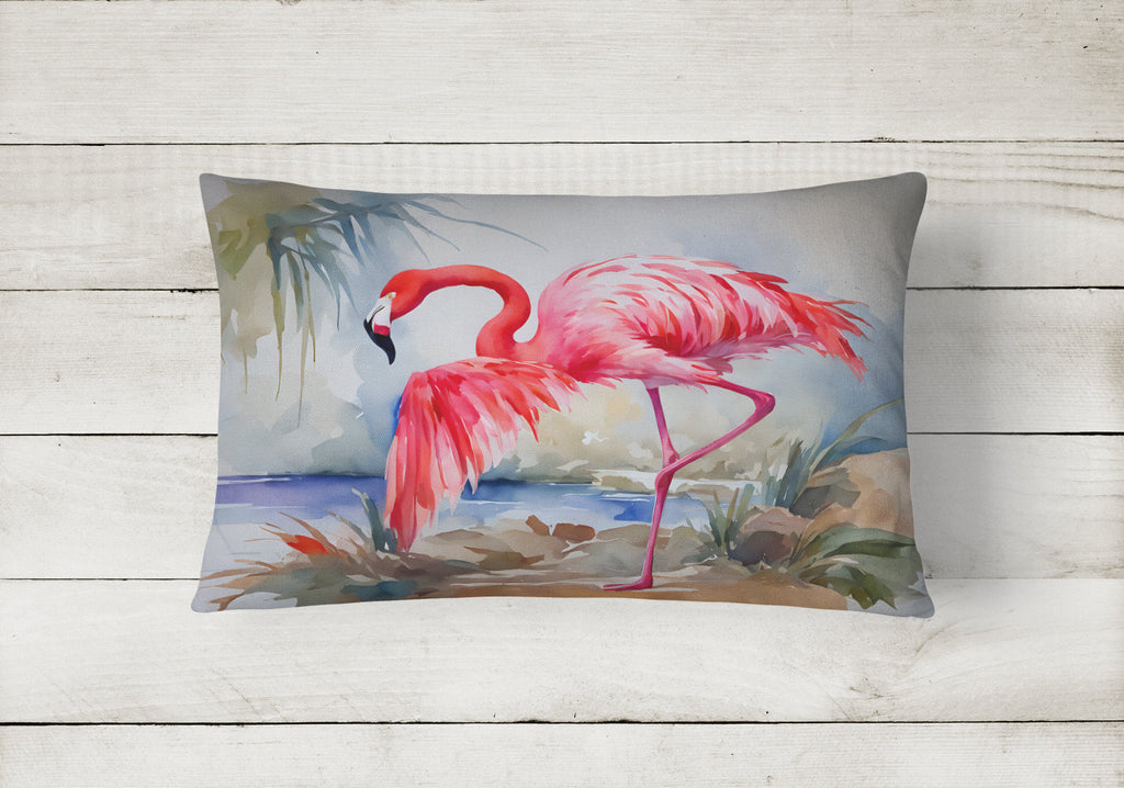 Flamingo Decorative Throw Pillow 12x16 Indoor Outdoor Accent Cushion, Fabric Cover with Insert for Sofa, Bed, Porch & Living Room