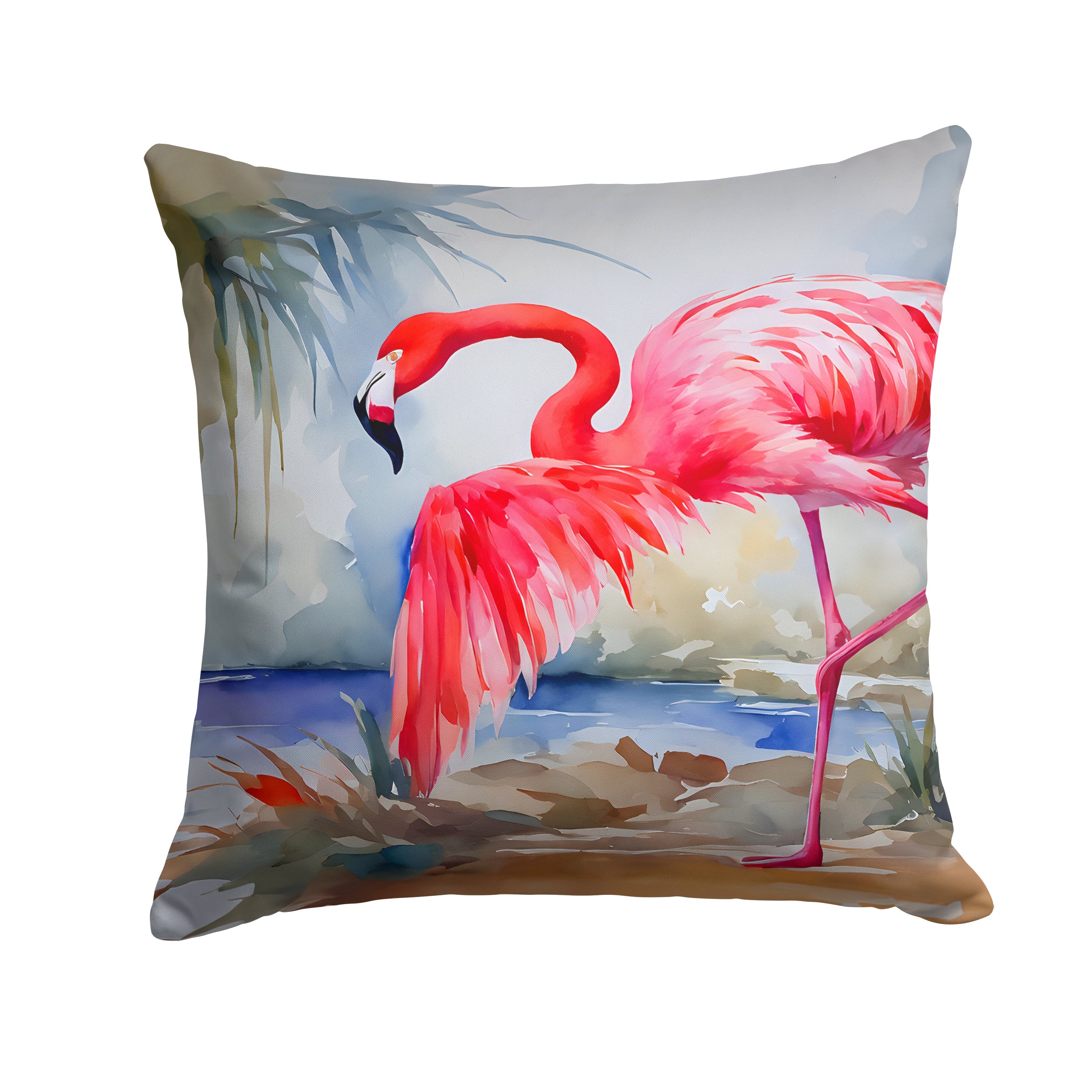 Flamingo Decorative Throw Pillow 18x18 Indoor Outdoor Accent Cushion, Fabric Cover with Insert for Sofa, Bed, Porch & Living Room