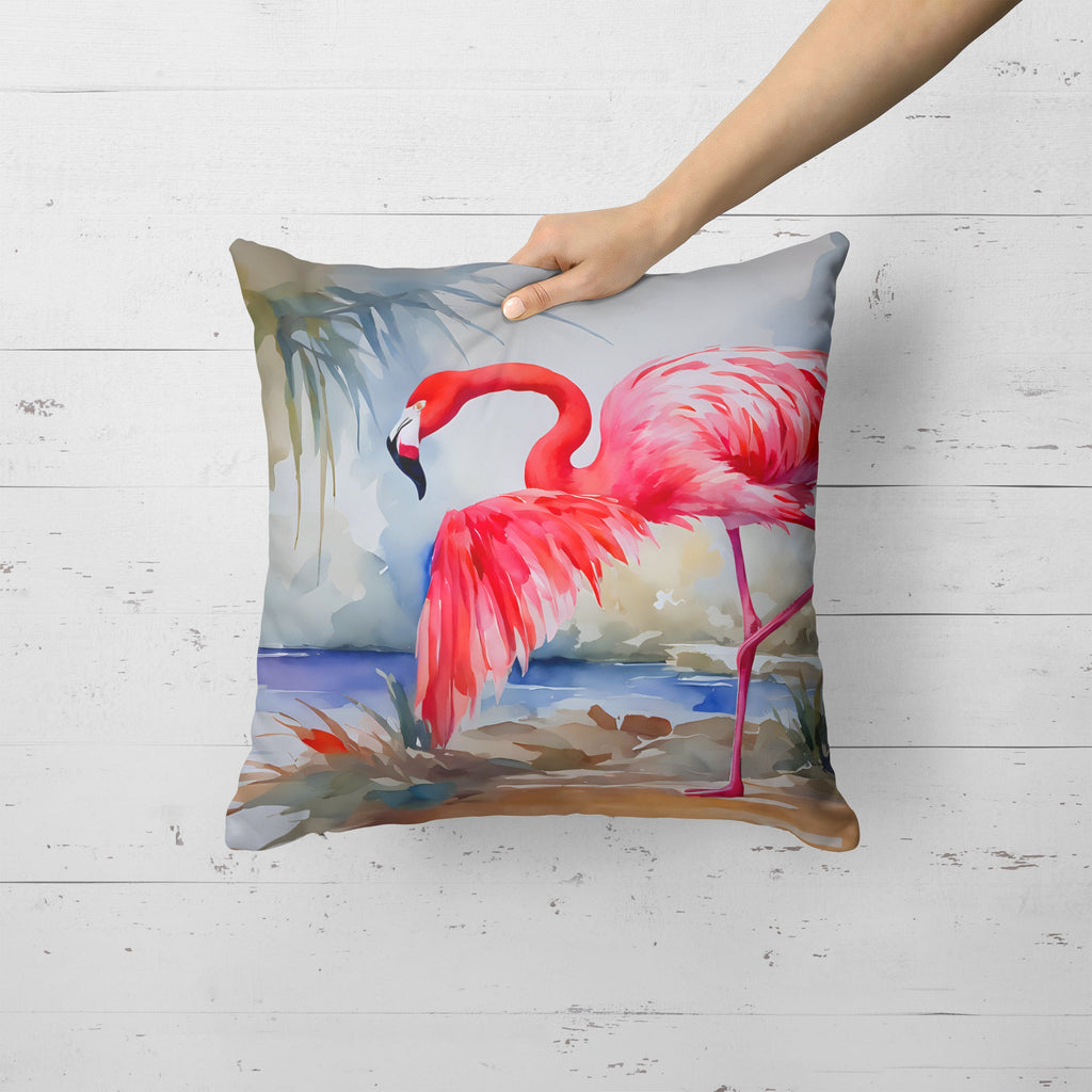 Flamingo Decorative Throw Pillow 18x18 Indoor Outdoor Accent Cushion, Fabric Cover with Insert for Sofa, Bed, Porch & Living Room