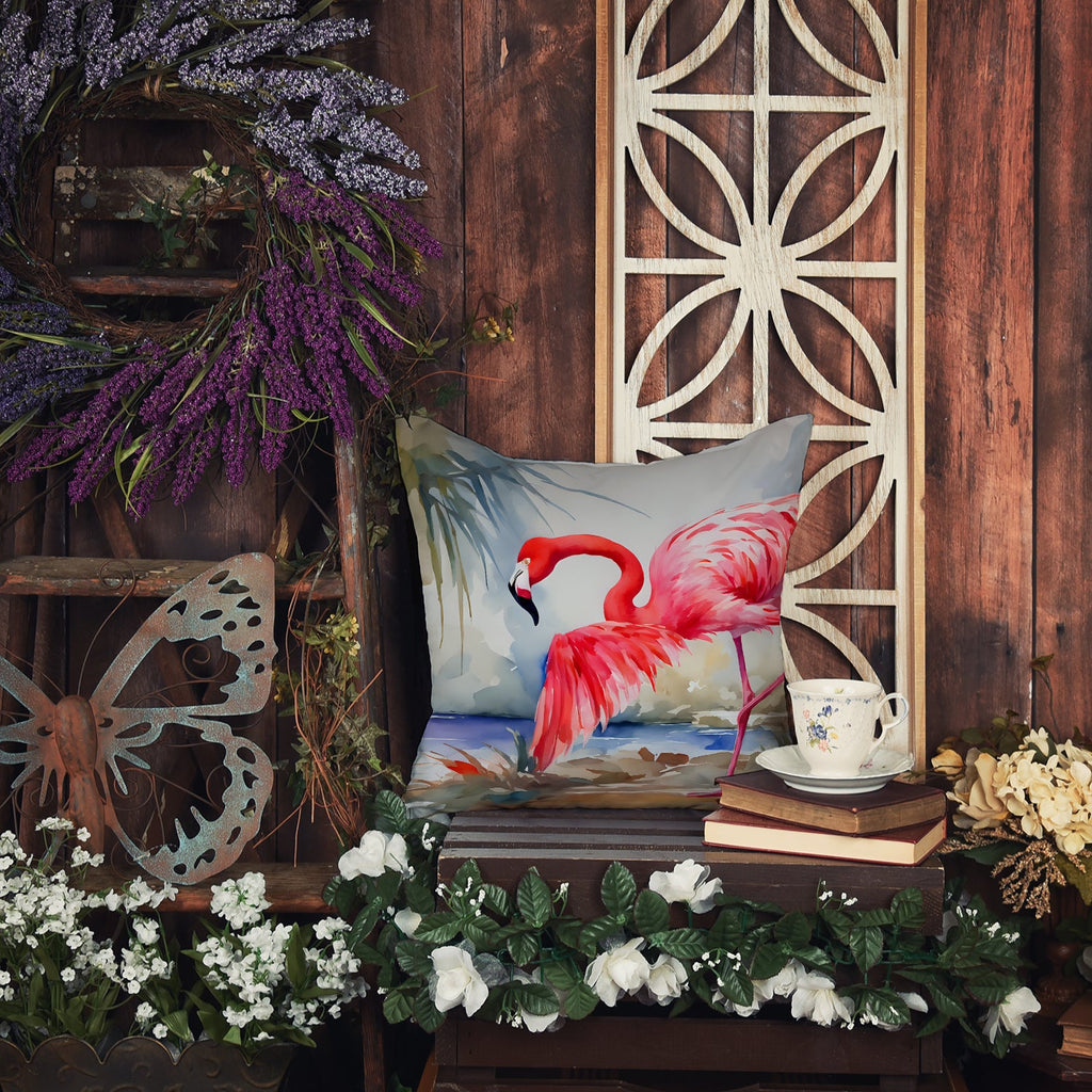 Flamingo Decorative Throw Pillow 18x18 Indoor Outdoor Accent Cushion, Fabric Cover with Insert for Sofa, Bed, Porch & Living Room