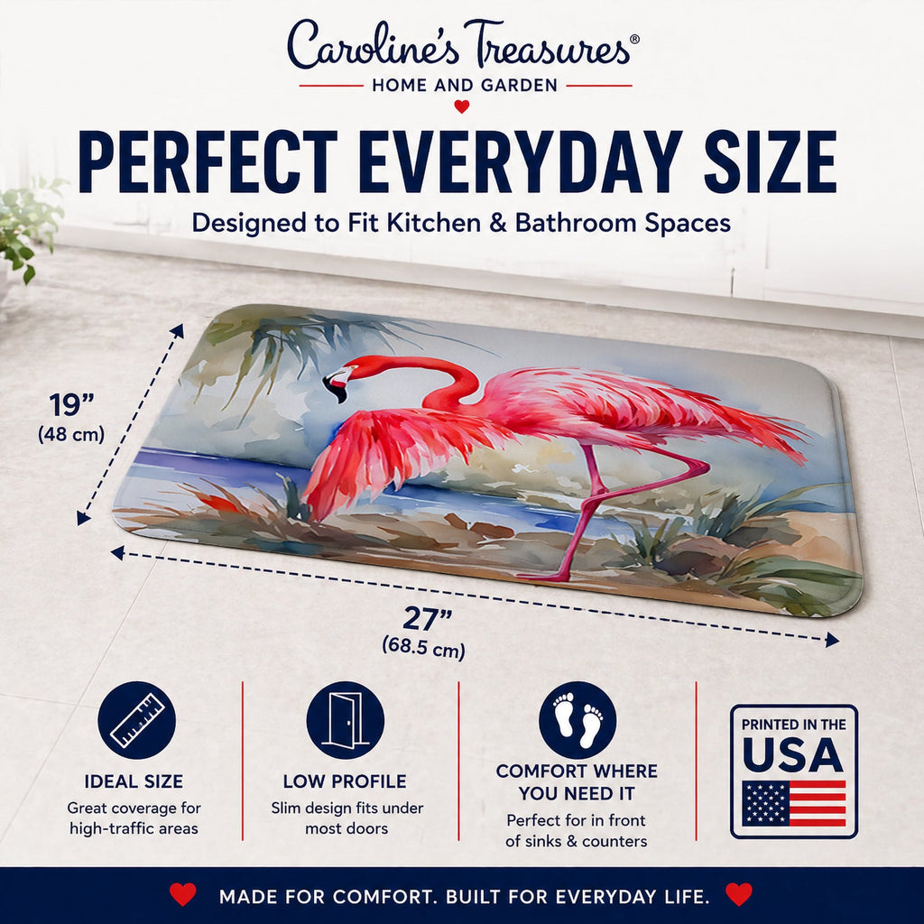 Flamingo Memory Foam Kitchen Mat Machine Washable Anti-Fatigue Cushion Comfort Bath or Kitchen Rug