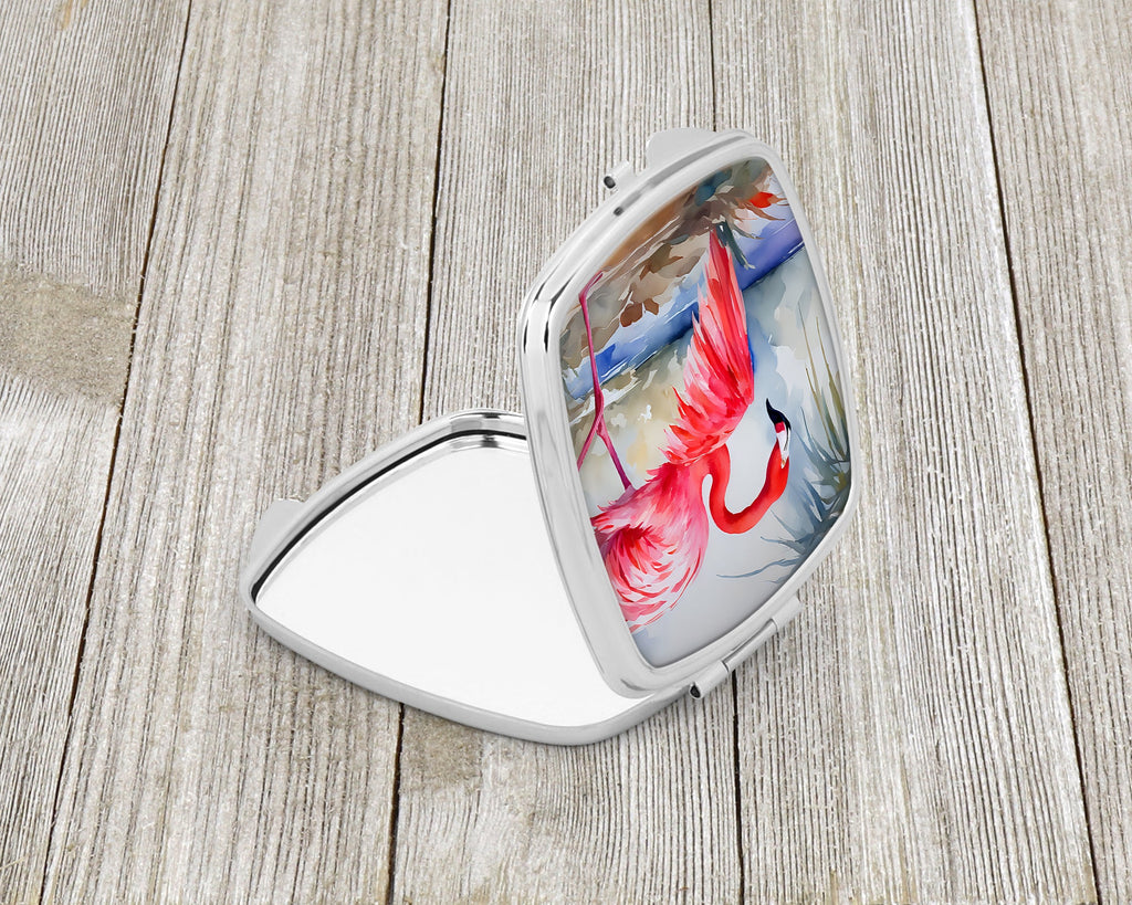 Flamingo Compact Mirror Decorative Travel Makeup Mirror for Women Girls Gifts Pocket Makeup Mirror Folding Handheld