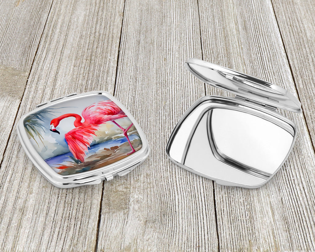 Flamingo Compact Mirror Decorative Travel Makeup Mirror for Women Girls Gifts Pocket Makeup Mirror Folding Handheld