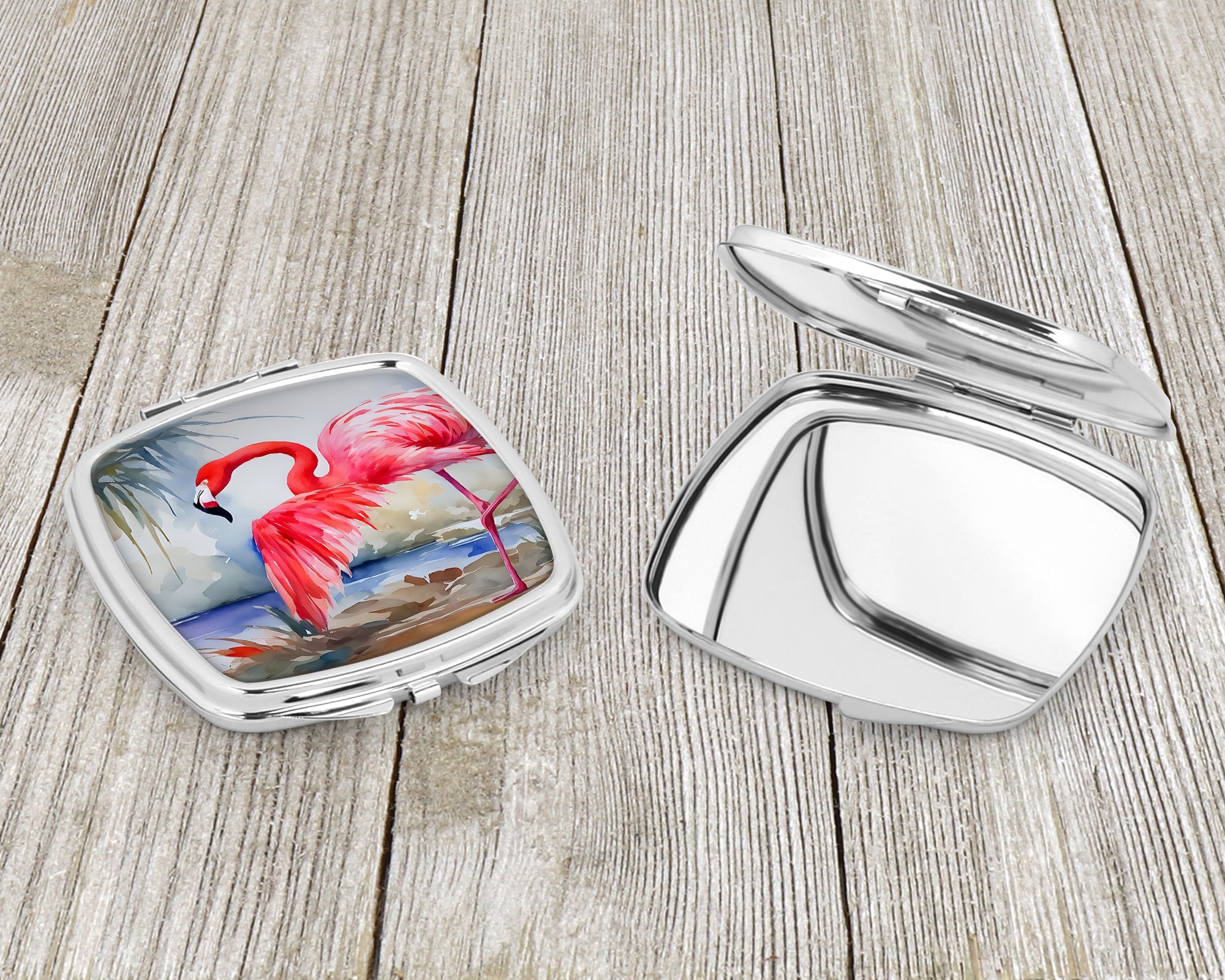 Flamingo Compact Mirror Decorative Travel Makeup Mirror for Women Girls Gifts Pocket Makeup Mirror Folding Handheld