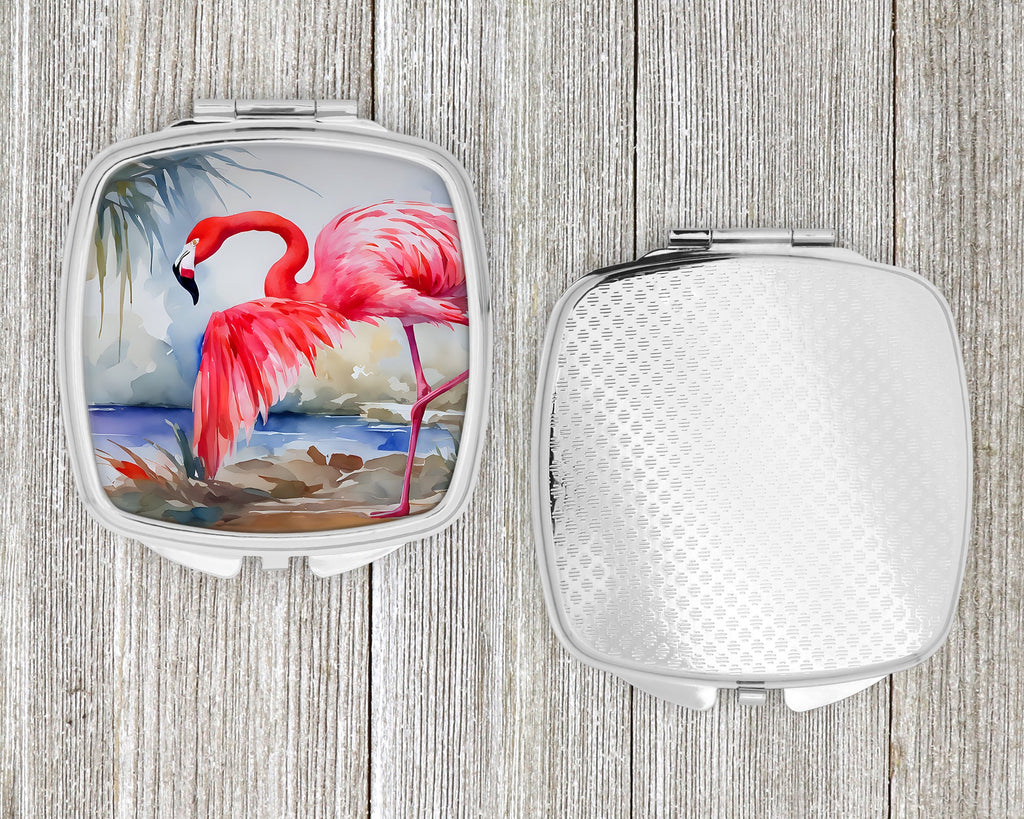 Flamingo Compact Mirror Decorative Travel Makeup Mirror for Women Girls Gifts Pocket Makeup Mirror Folding Handheld