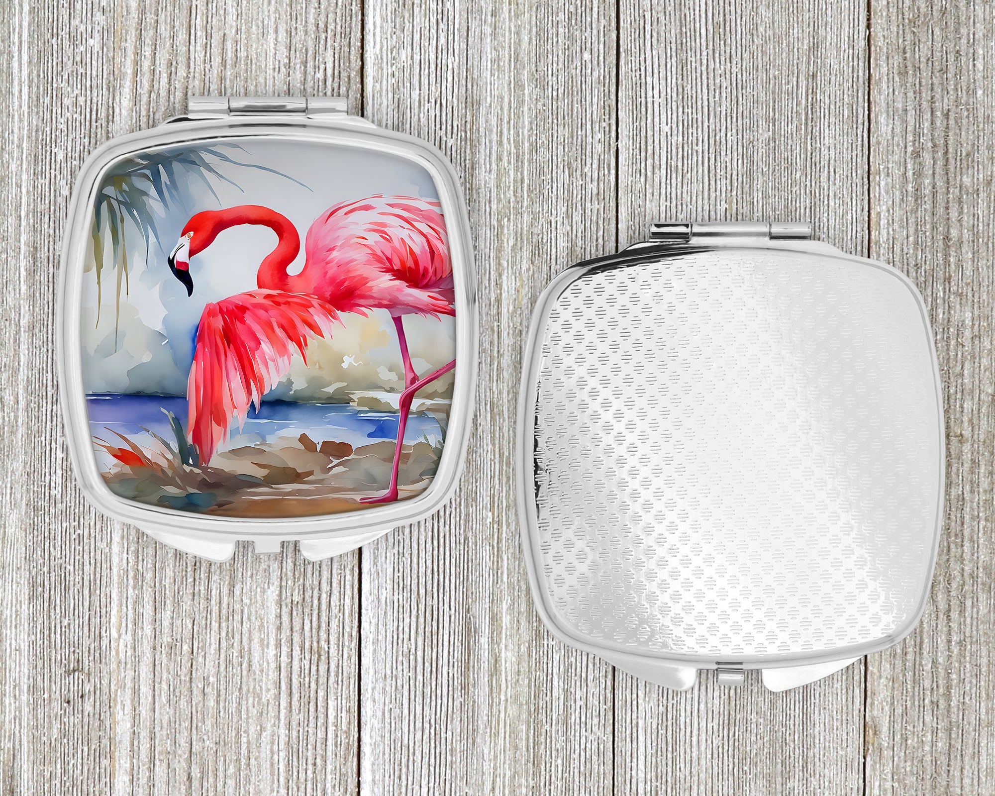 Flamingo Compact Mirror Decorative Travel Makeup Mirror for Women Girls Gifts Pocket Makeup Mirror Folding Handheld