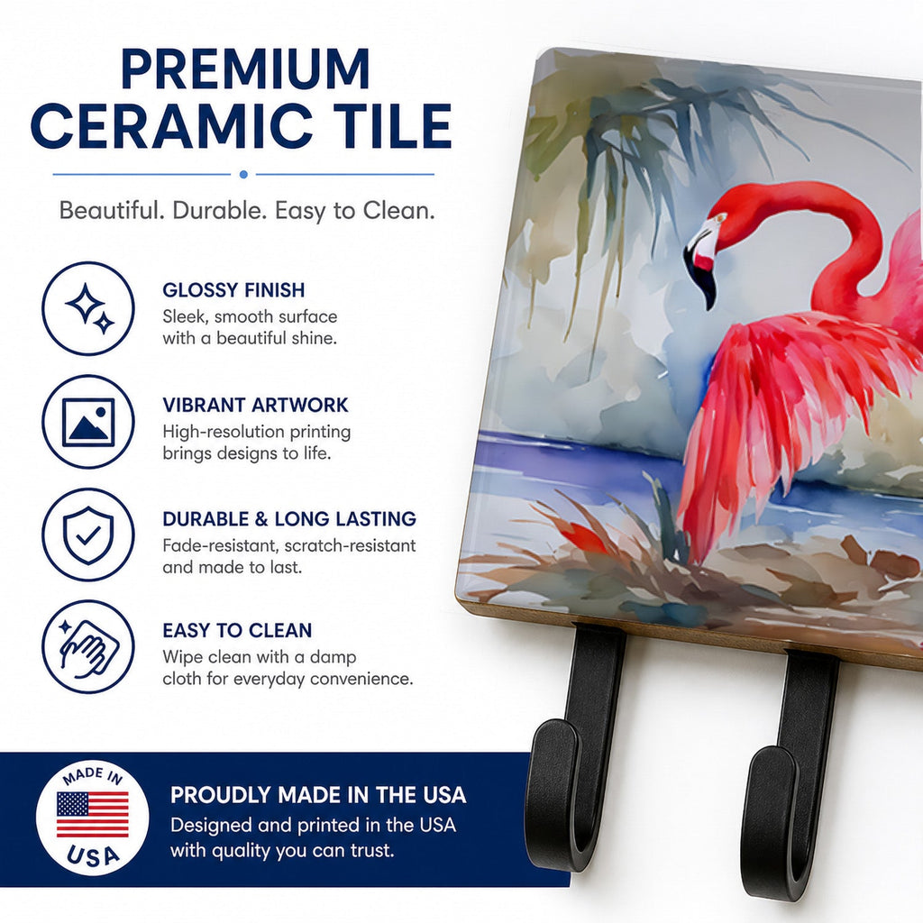 Flamingo Leash or Key Holder Wall Hooks, Coat Rack Wall Mount, for Hanging Keys, Towels, Aprons, Leashes