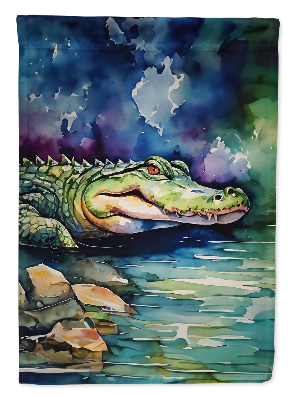 Alligator House Flag 28x40 Porch Sleeve Pole Decorative Outside Yard Banner Artwork Wall Hanging, Polyester