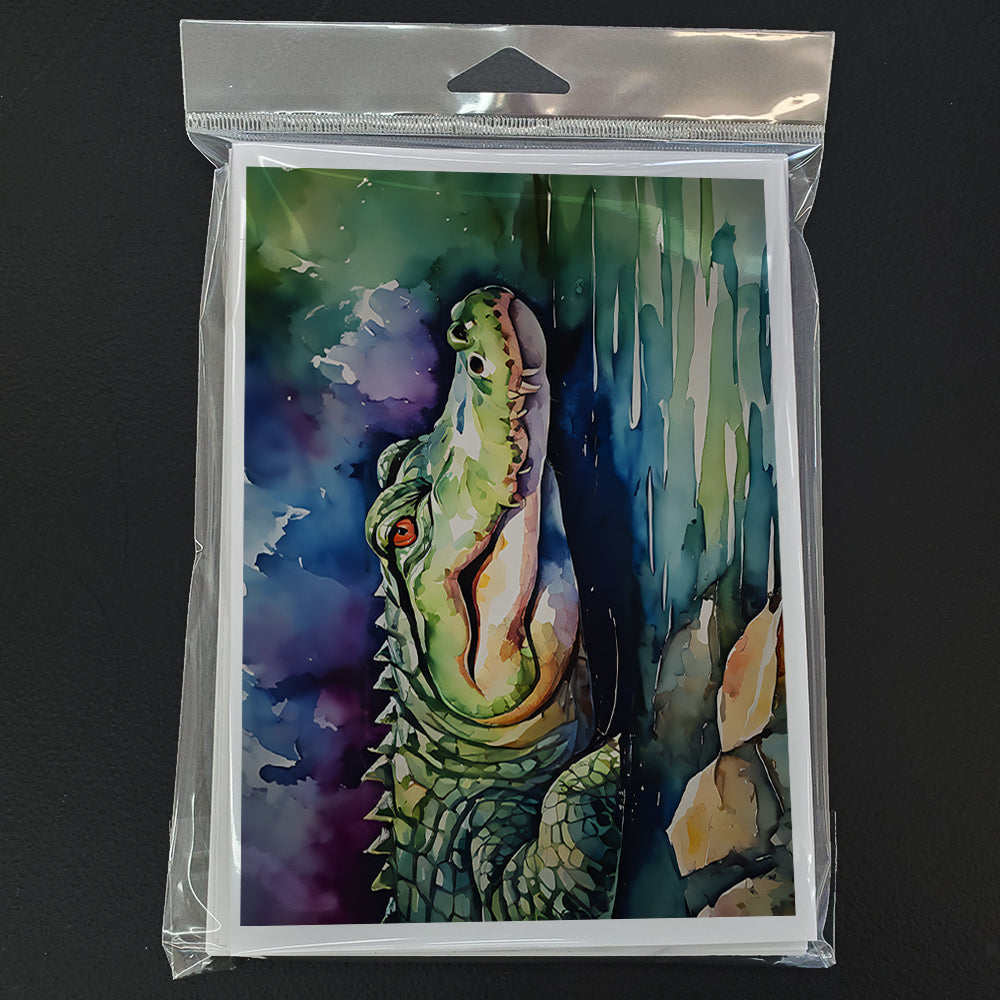 Alligator Greeting Cards Pack of 8 Blank Cards with Envelopes Whimsical A7 Size 5x7