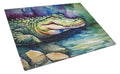 Alligator Cutting Board Tempered Glass Kitchen Cutting Surface, Heat Resistant Chopping, Non-Slip Feet, Food Prep & Serving