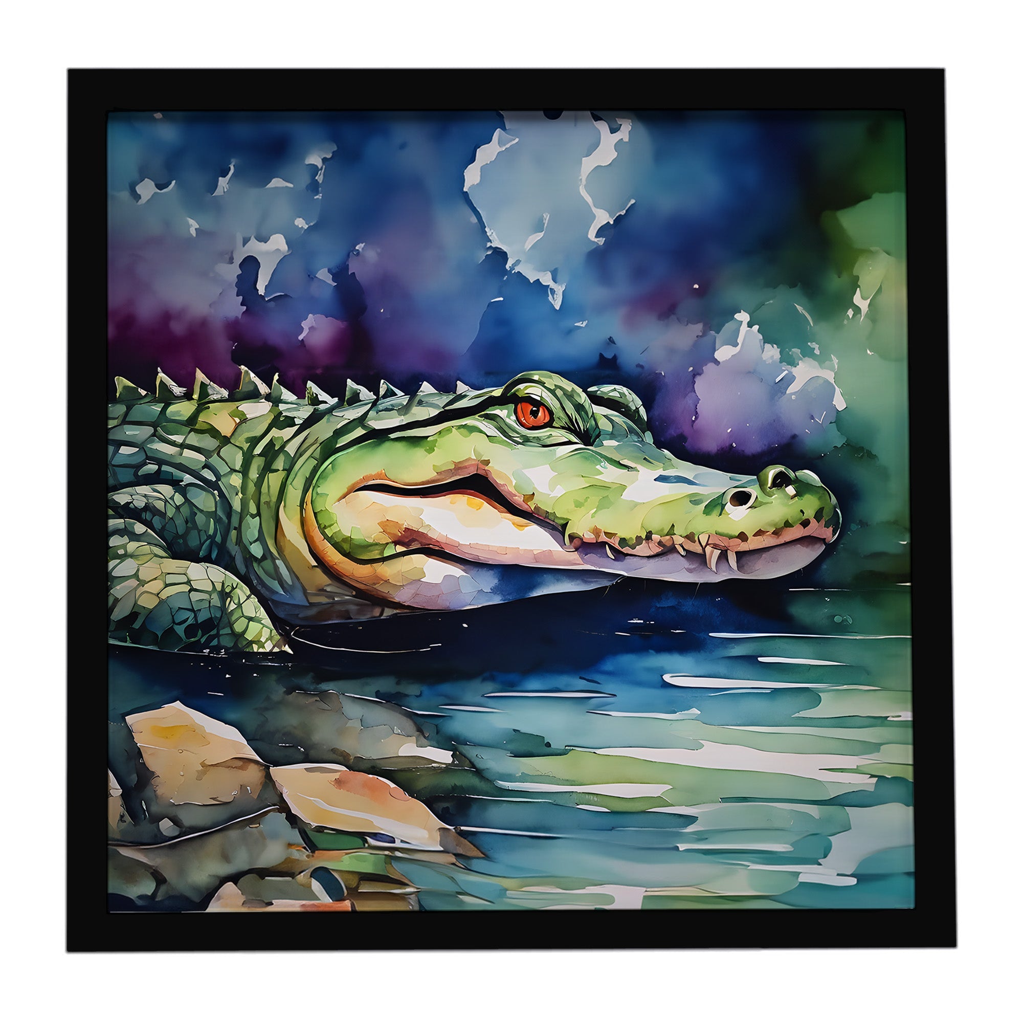 Alligator Framed Metal Print Bathroom, Kitchen, Office, Home Decor Wall Art Ready to Hang, Square, 8X8