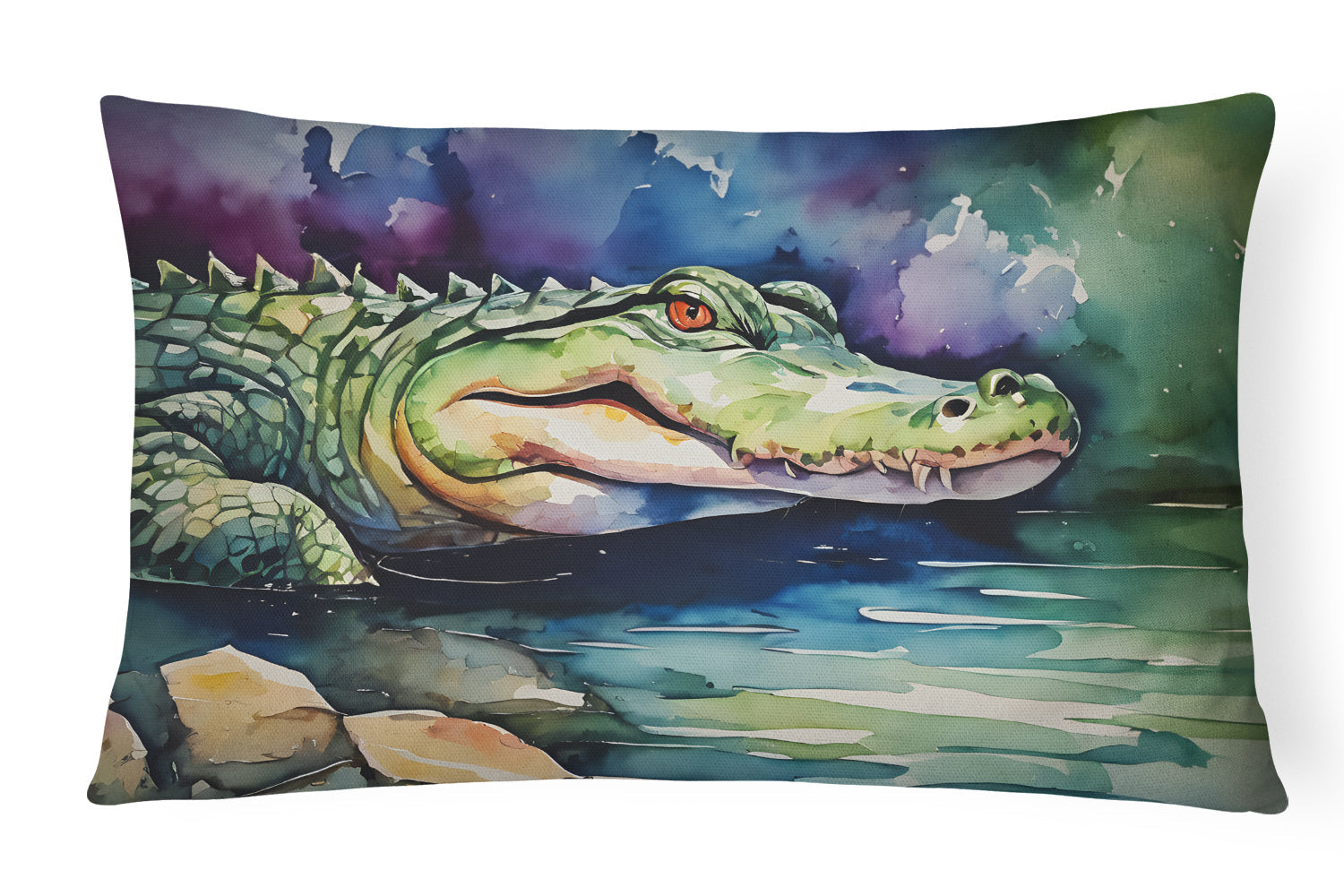 Alligator Decorative Throw Pillow 12x16 Indoor Outdoor Accent Cushion, Fabric Cover with Insert for Sofa, Bed, Porch & Living Room