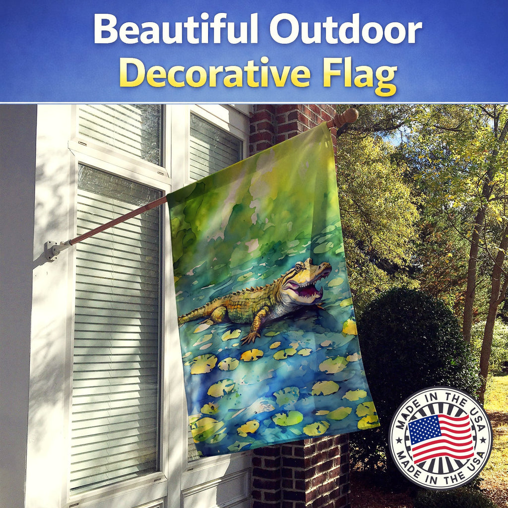 Alligator House Flag 28x40 Porch Sleeve Pole Decorative Outside Yard Banner Artwork Wall Hanging, Polyester
