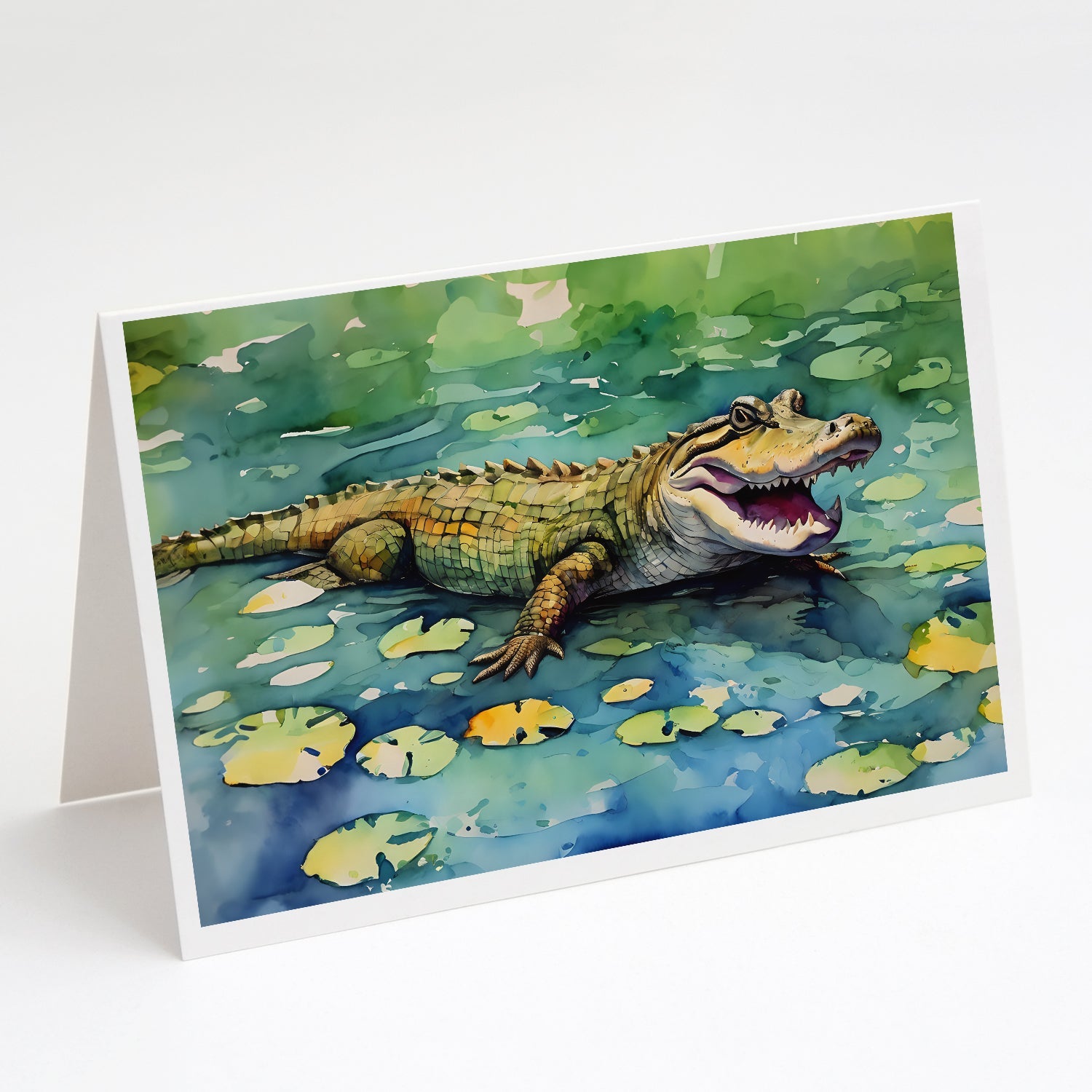 Alligator Greeting Cards Pack of 8 Blank Cards with Envelopes Whimsical A7 Size 5x7
