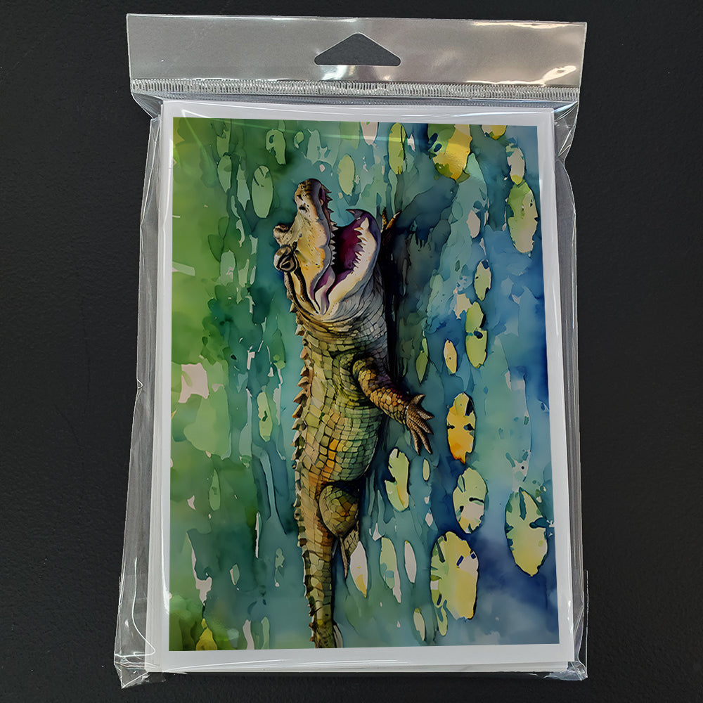 Alligator Greeting Cards Pack of 8 Blank Cards with Envelopes Whimsical A7 Size 5x7