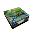 Alligator PU Leather Note Paper Holder with Artist-Designed Cover, Desk Accessory, Office Gift