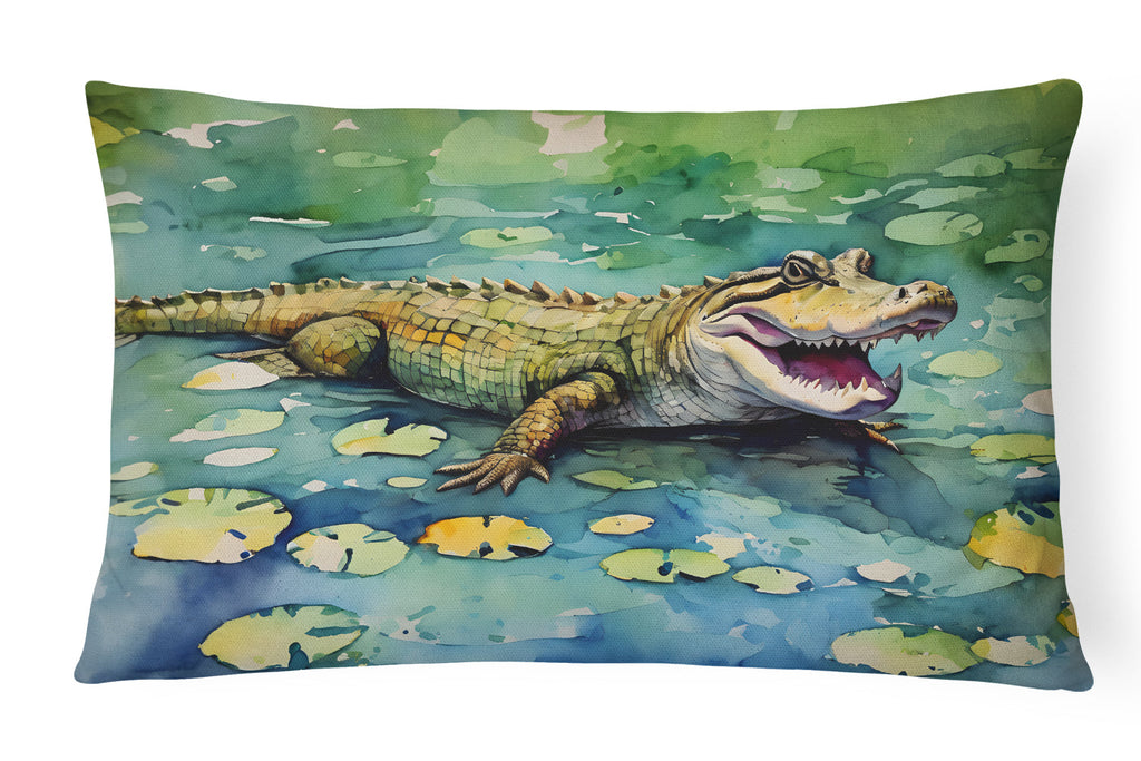 Alligator Decorative Throw Pillow 12x16 Indoor Outdoor Accent Cushion, Fabric Cover with Insert for Sofa, Bed, Porch & Living Room