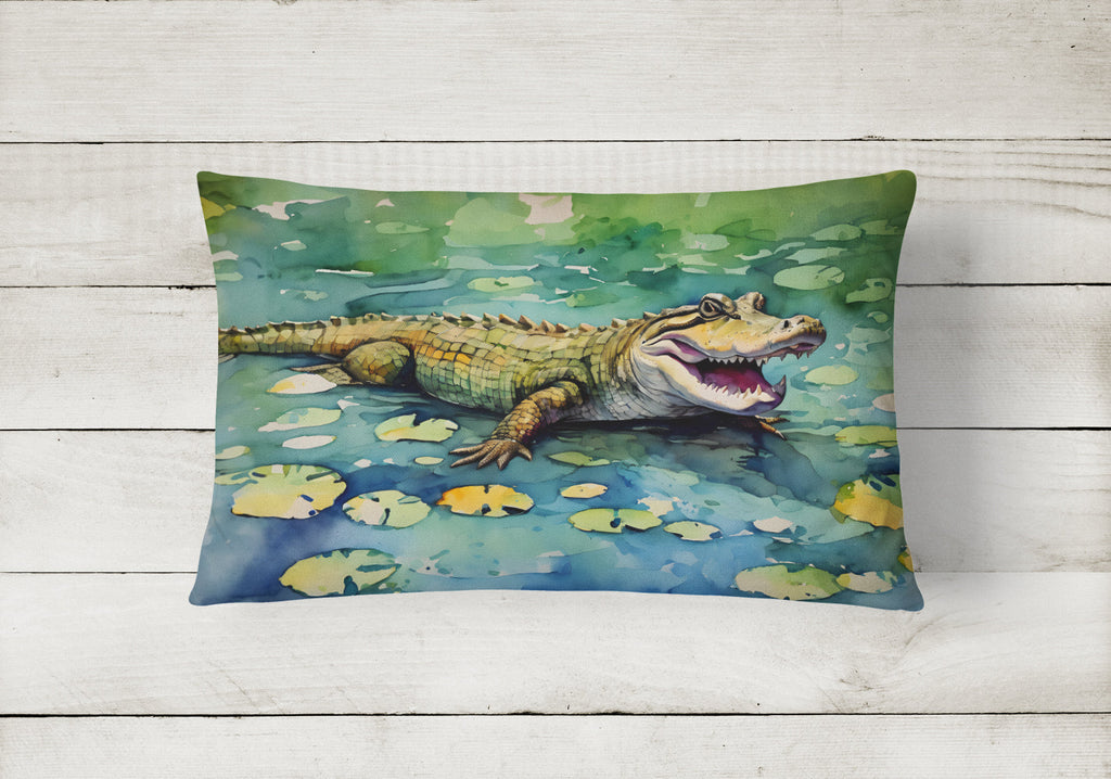Alligator Decorative Throw Pillow 12x16 Indoor Outdoor Accent Cushion, Fabric Cover with Insert for Sofa, Bed, Porch & Living Room