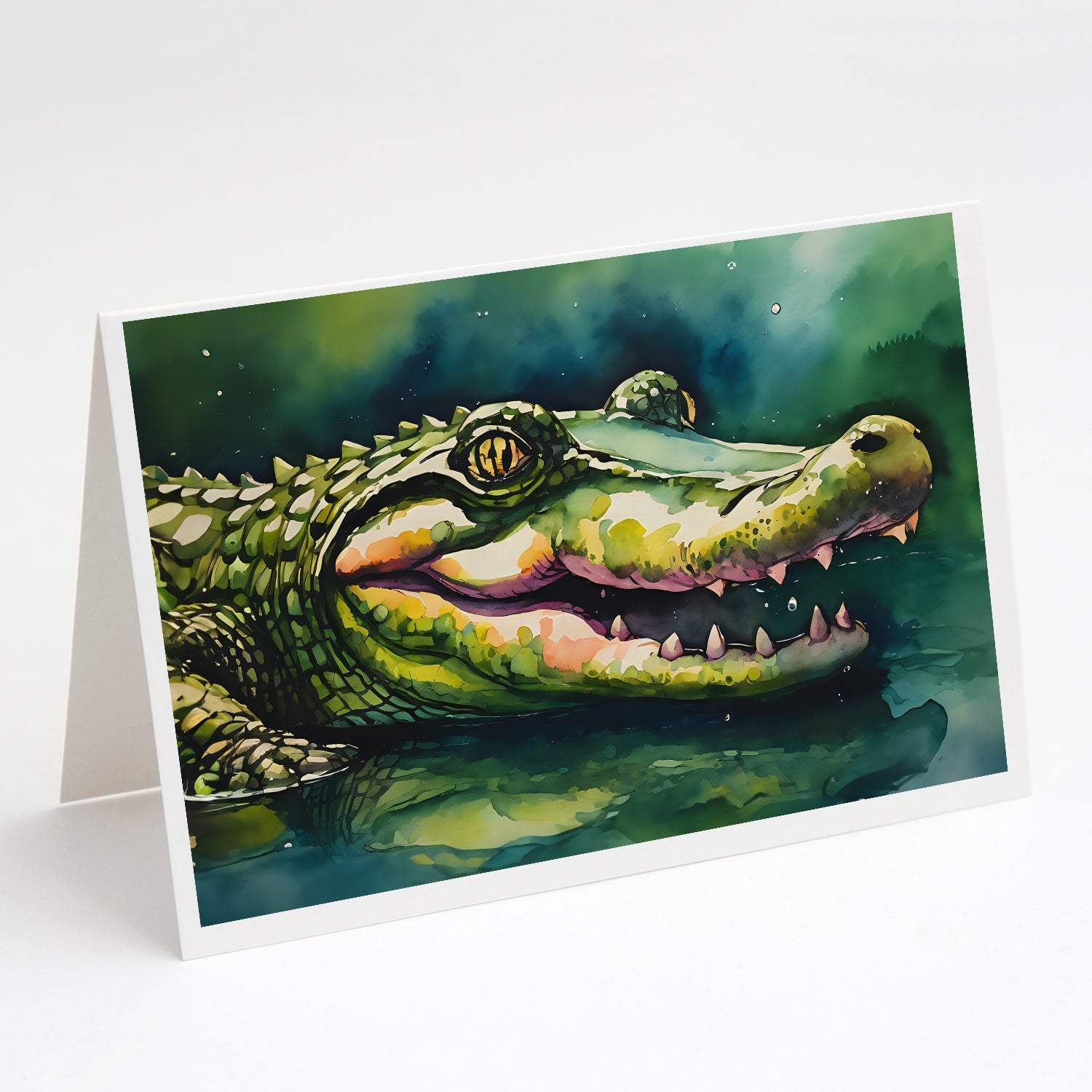 Alligator Greeting Cards Pack of 8 Blank Cards with Envelopes Whimsical A7 Size 5x7