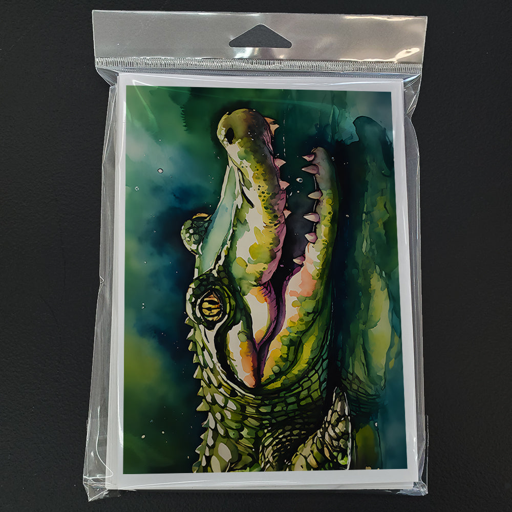 Alligator Greeting Cards Pack of 8 Blank Cards with Envelopes Whimsical A7 Size 5x7